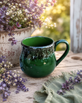 Large 24 oz Hand Glazed Ceramic Mug | Forest Green Pottery Coffee Mug | Oversized Tea Cup | Keeps Drinks Warmer Longer | Dishwasher & Microwave Safe