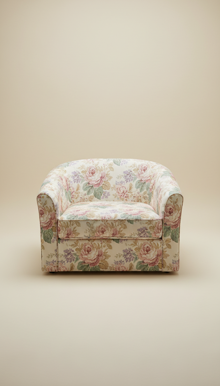 Floral upholstered armchair