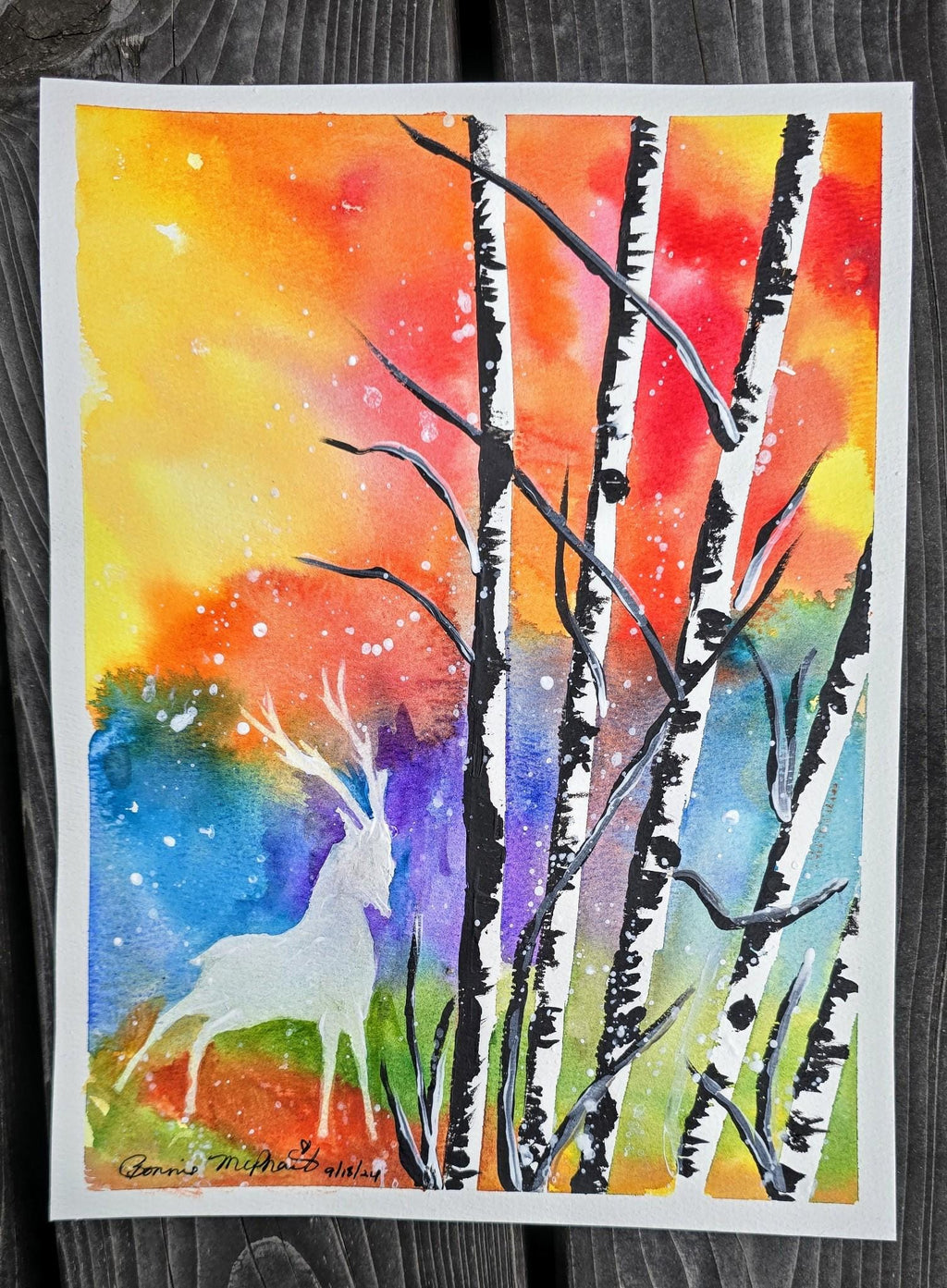 ORIGINAL WATERCOLOR PAINTING Painting 9x13 Autumn Splendor Gift Birthday Christmas Mothers Day