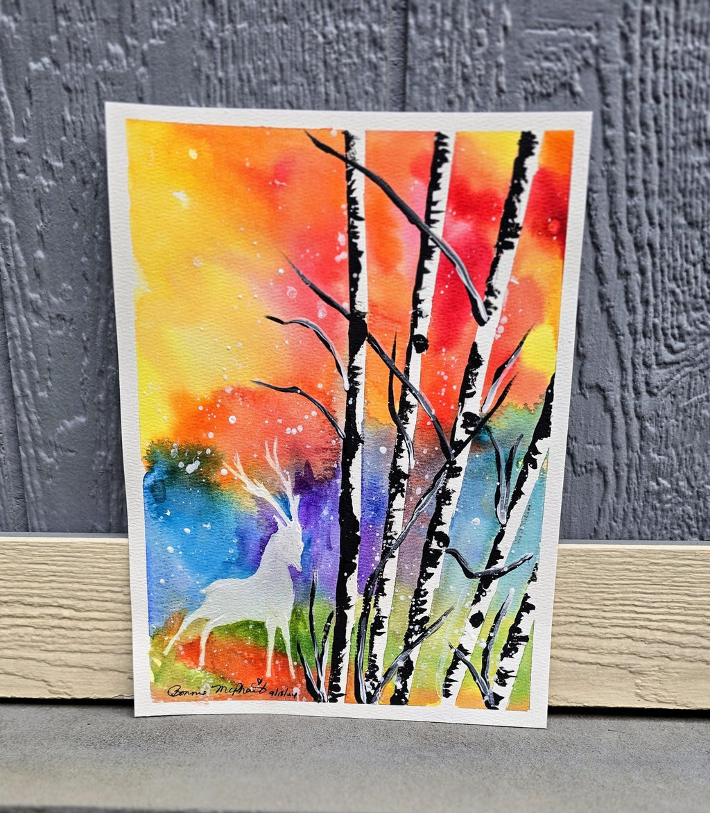 ORIGINAL WATERCOLOR PAINTING Painting 9x13 Autumn Splendor Gift Birthday Christmas Mothers Day