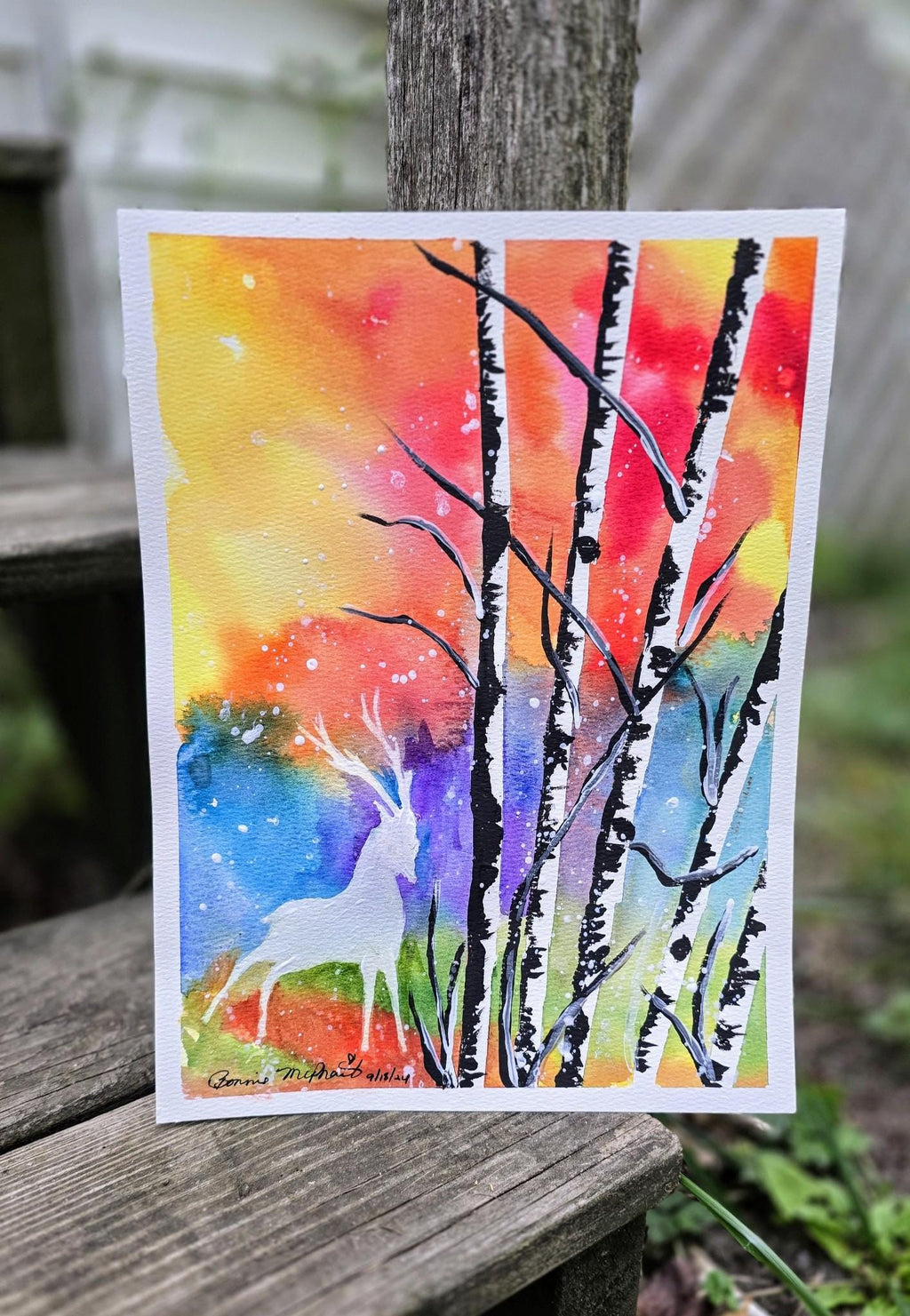ORIGINAL WATERCOLOR PAINTING Painting 9x13 Autumn Splendor Gift Birthday Christmas Mothers Day