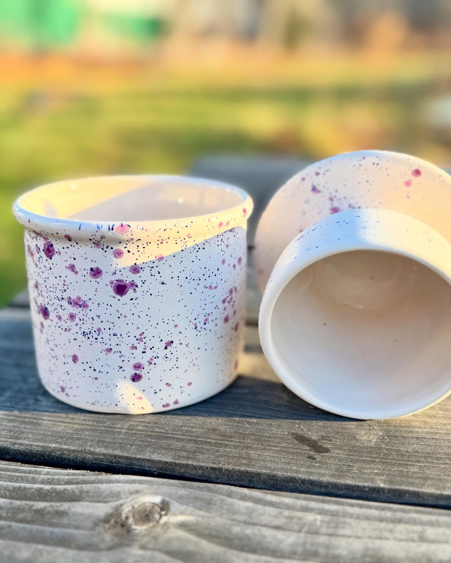 Hand Glazed French Butter Crock: Frosted Berries Ceramic Butter Keeper