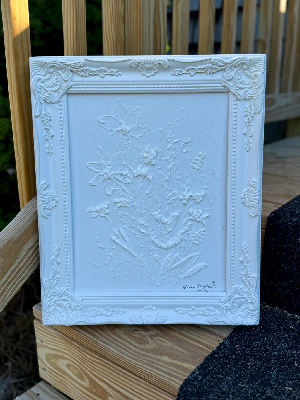 Textured Floral Acrylic Painting: 11x14 Original Palette Knife Art Frame Included