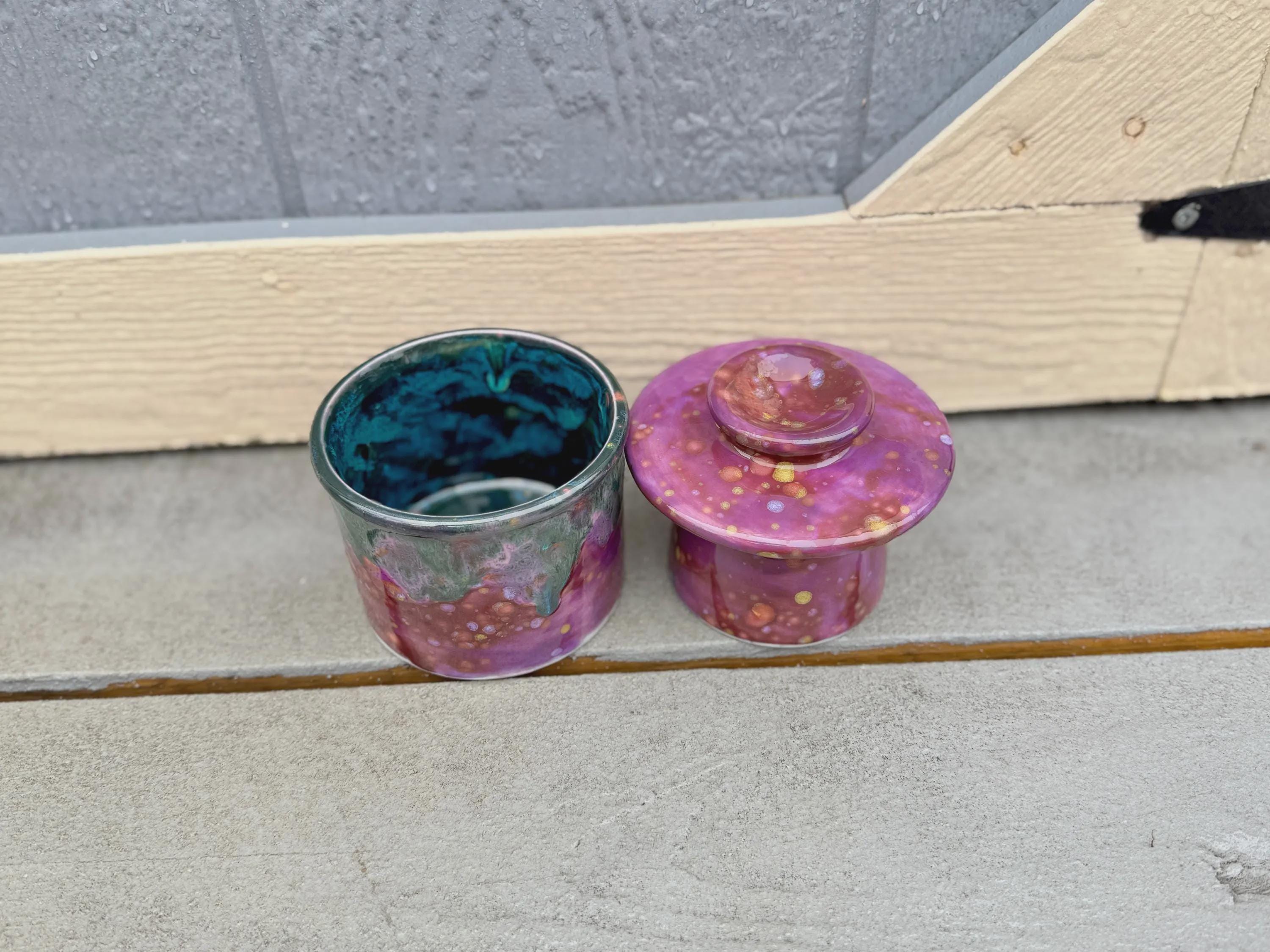 Hand Glazed French Butter Crock: Floral Fantasy Butter Keeper