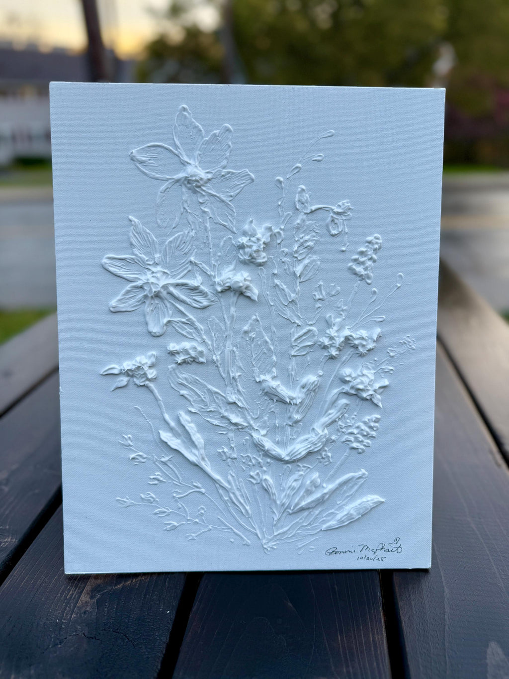 Textured Floral Acrylic Painting: 11x14 Original Palette Knife Art Frame Included