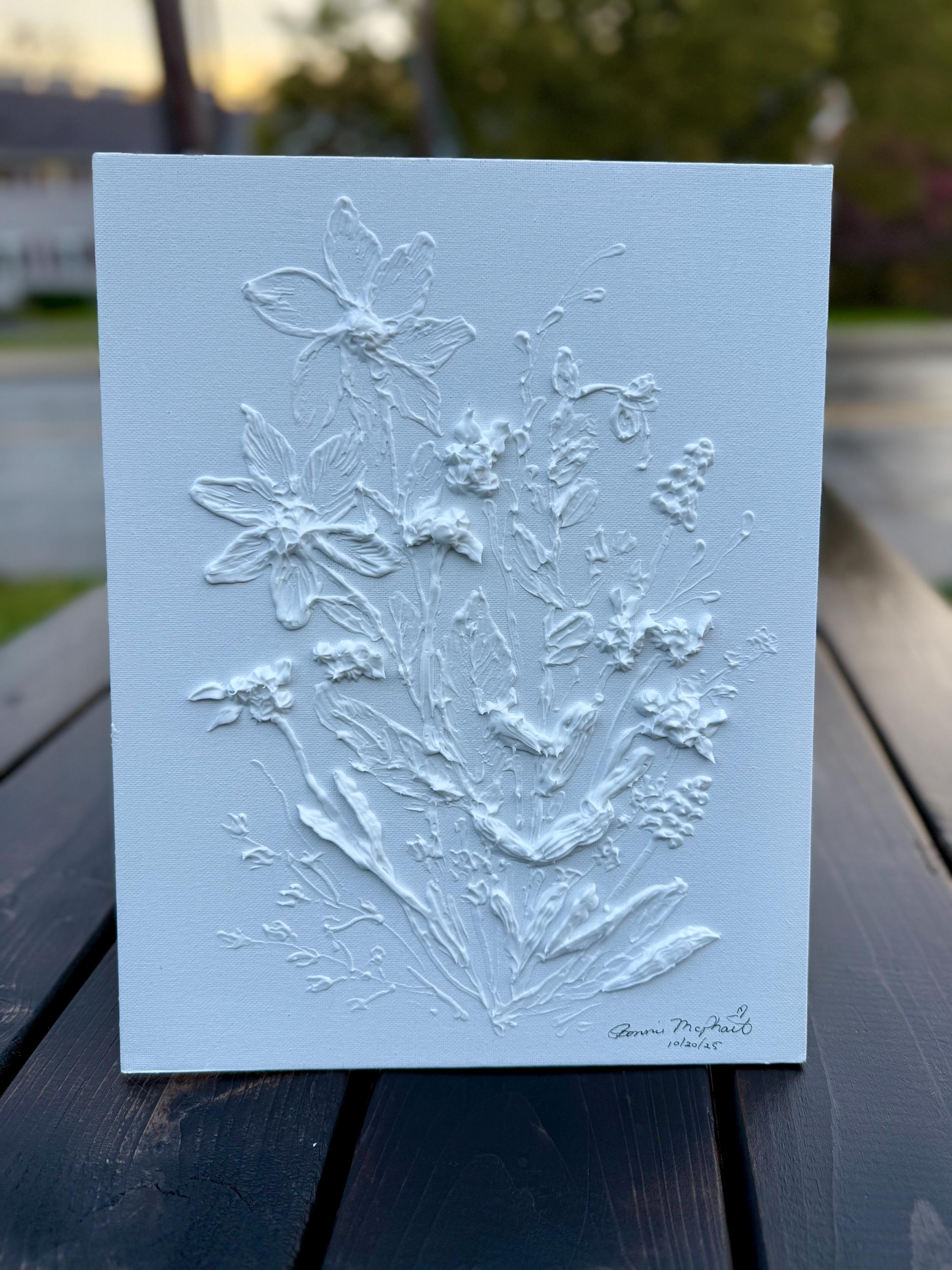 Textured Floral Acrylic Painting: 11x14 Original Palette Knife Art Frame Included
