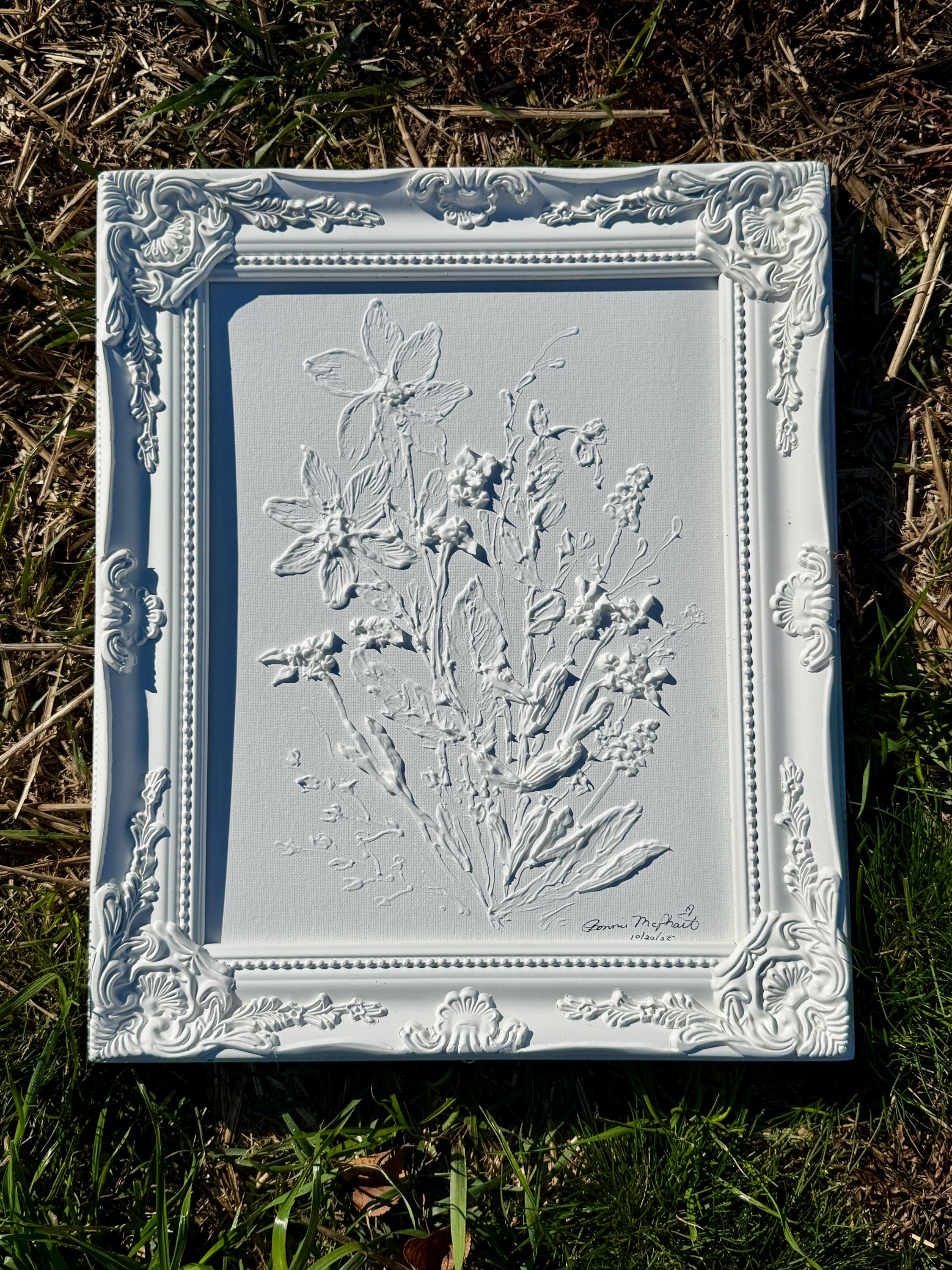 Textured Floral Acrylic Painting: 11x14 Original Palette Knife Art Frame Included