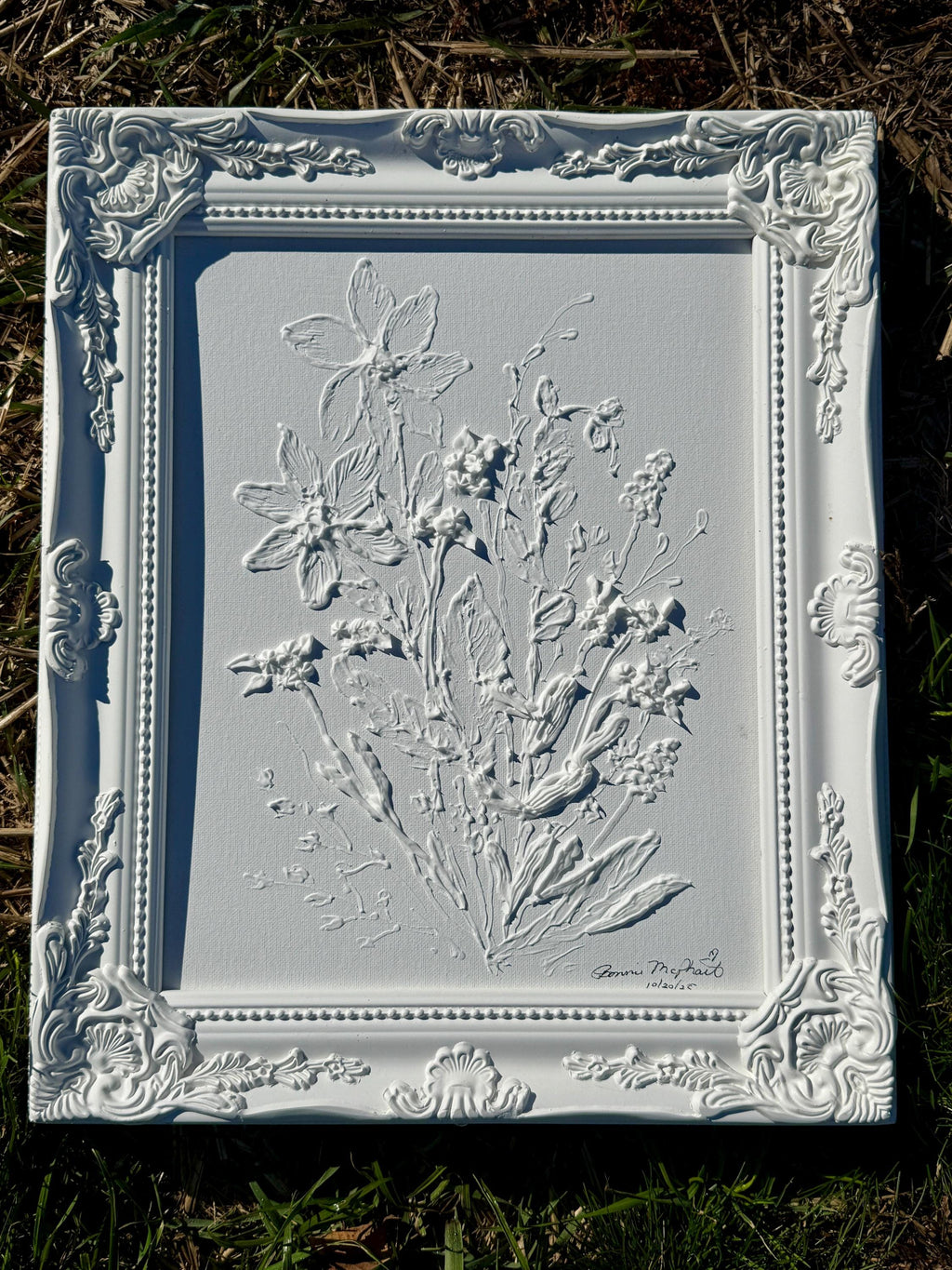 Textured Floral Acrylic Painting: 11x14 Original Palette Knife Art Frame Included