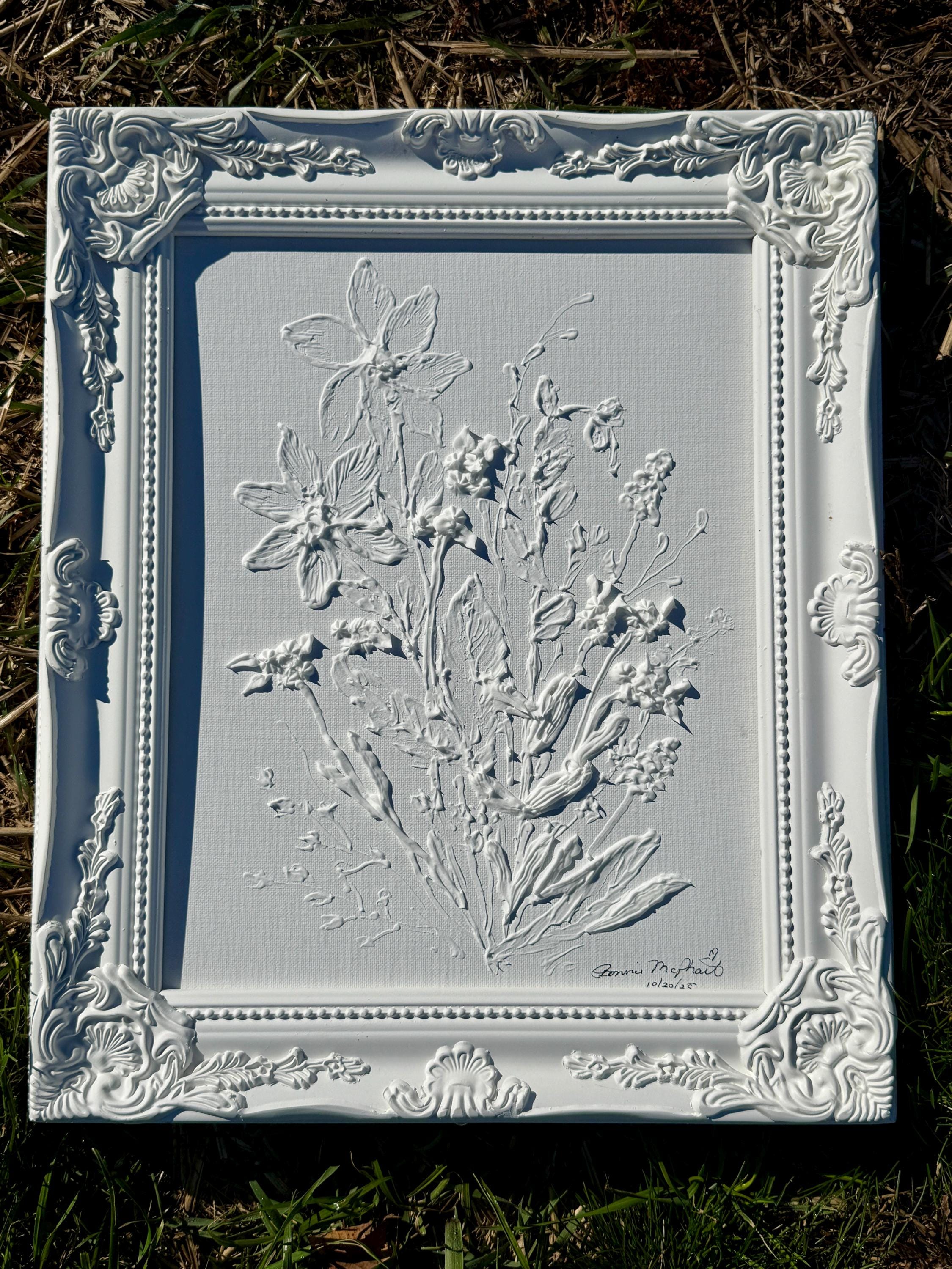 Textured Floral Acrylic Painting: 11x14 Original Palette Knife Art Frame Included