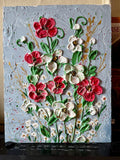 Textured Impasto Flower Painting  3D Floral Acrylic Wall Art