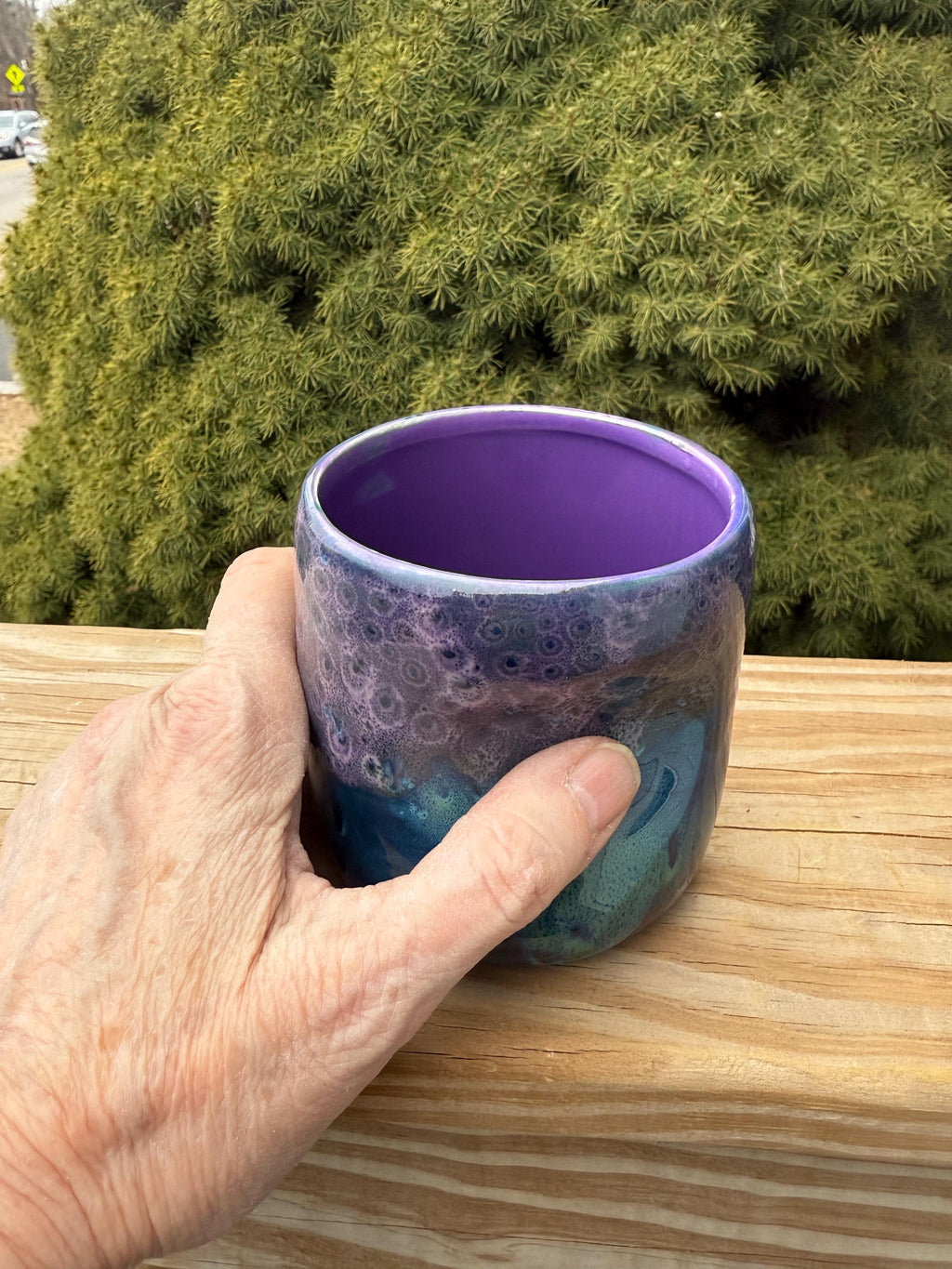 Hand Glazed Thumb Mug: Peacock Purple, 16 Ounce