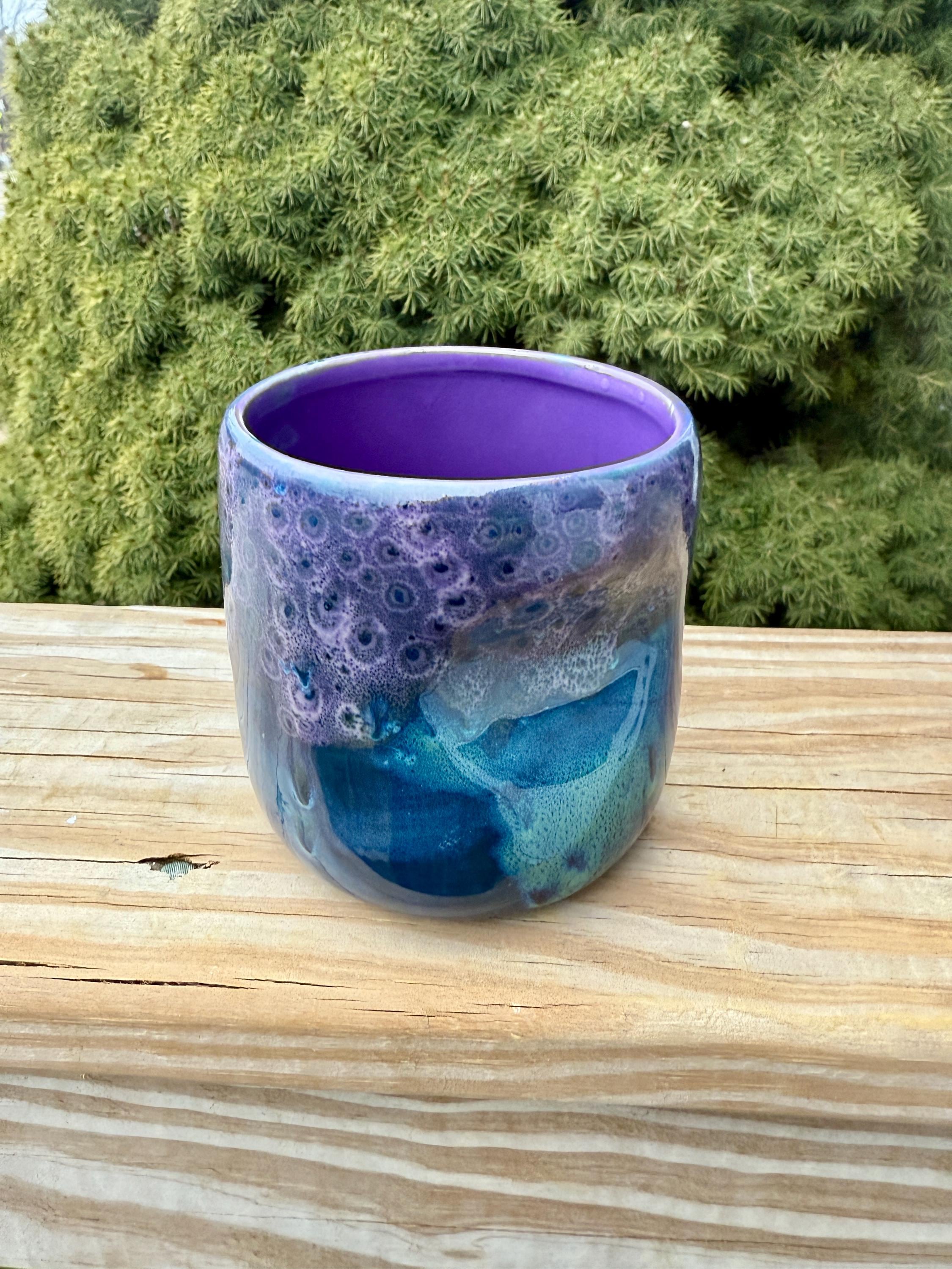 Hand Glazed Thumb Mug: Peacock Purple, 16 Ounce