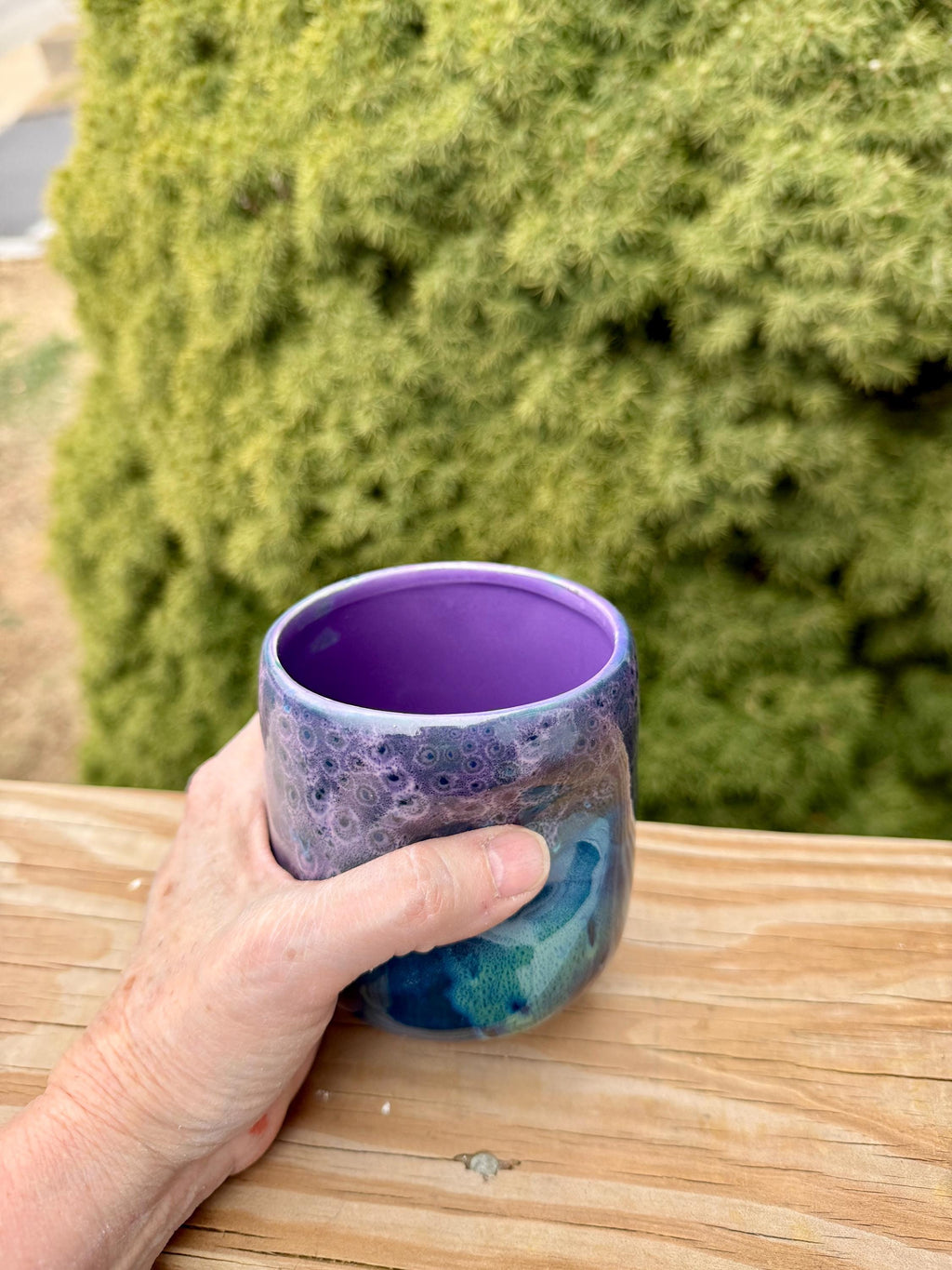 Hand Glazed Thumb Mug: Peacock Purple, 16 Ounce