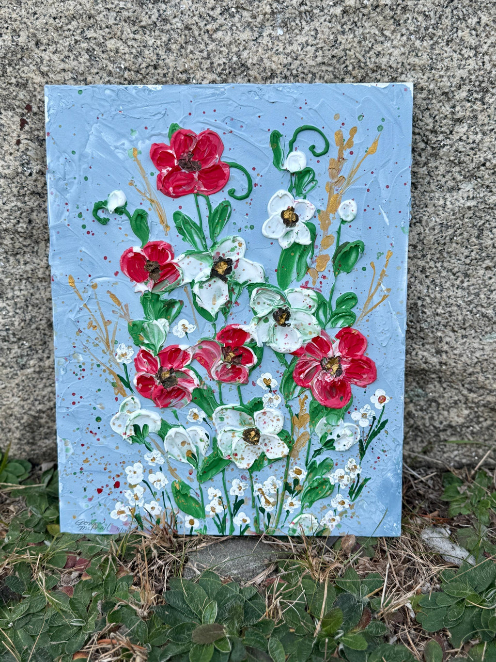 Textured Impasto Flower Painting  3D Floral Acrylic Wall Art