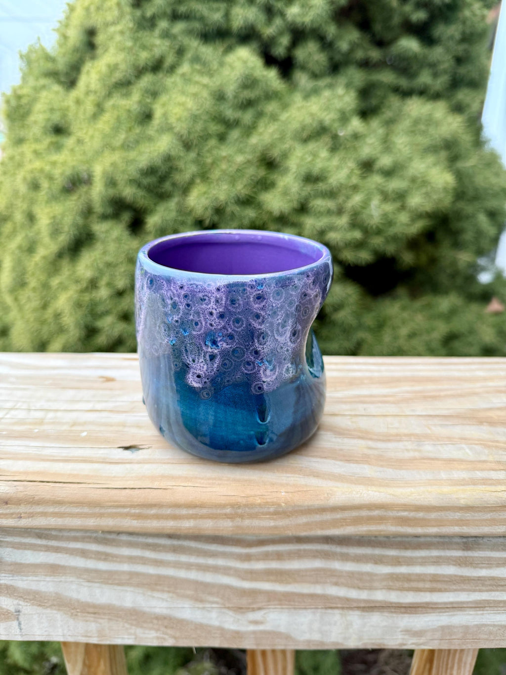 Hand Glazed Thumb Mug: Peacock Purple, 16 Ounce