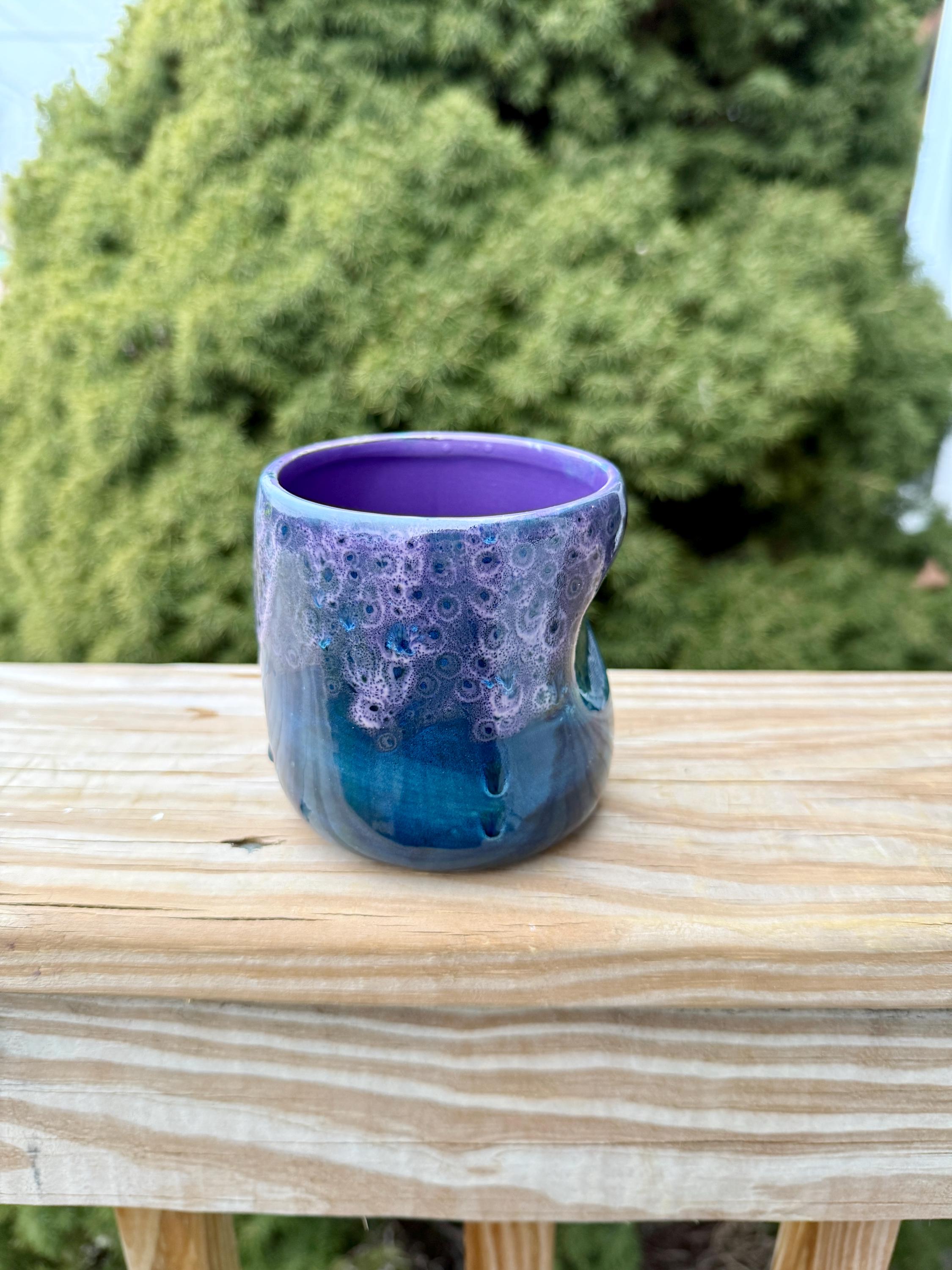 Hand Glazed Thumb Mug: Peacock Purple, 16 Ounce