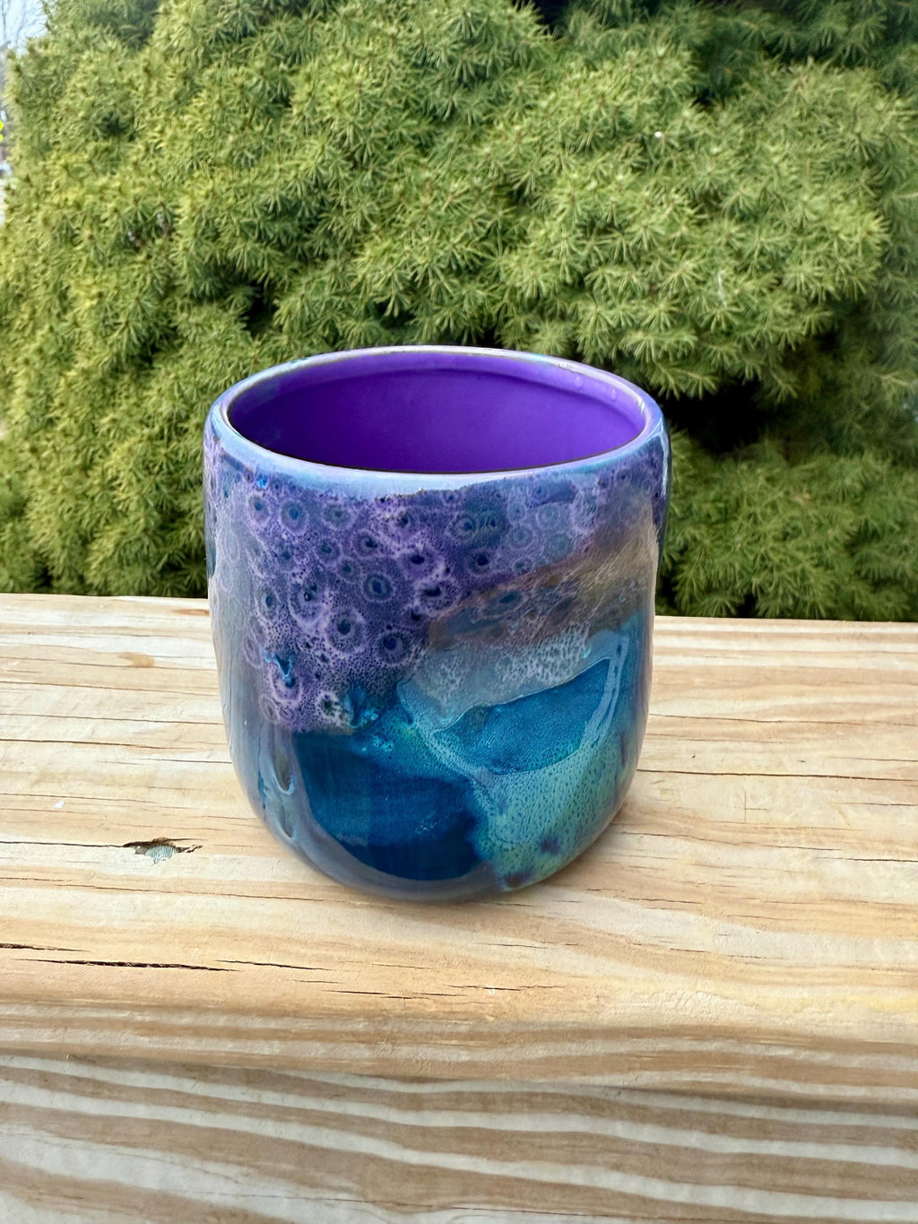Hand Glazed Thumb Mug: Peacock Purple, 16 Ounce