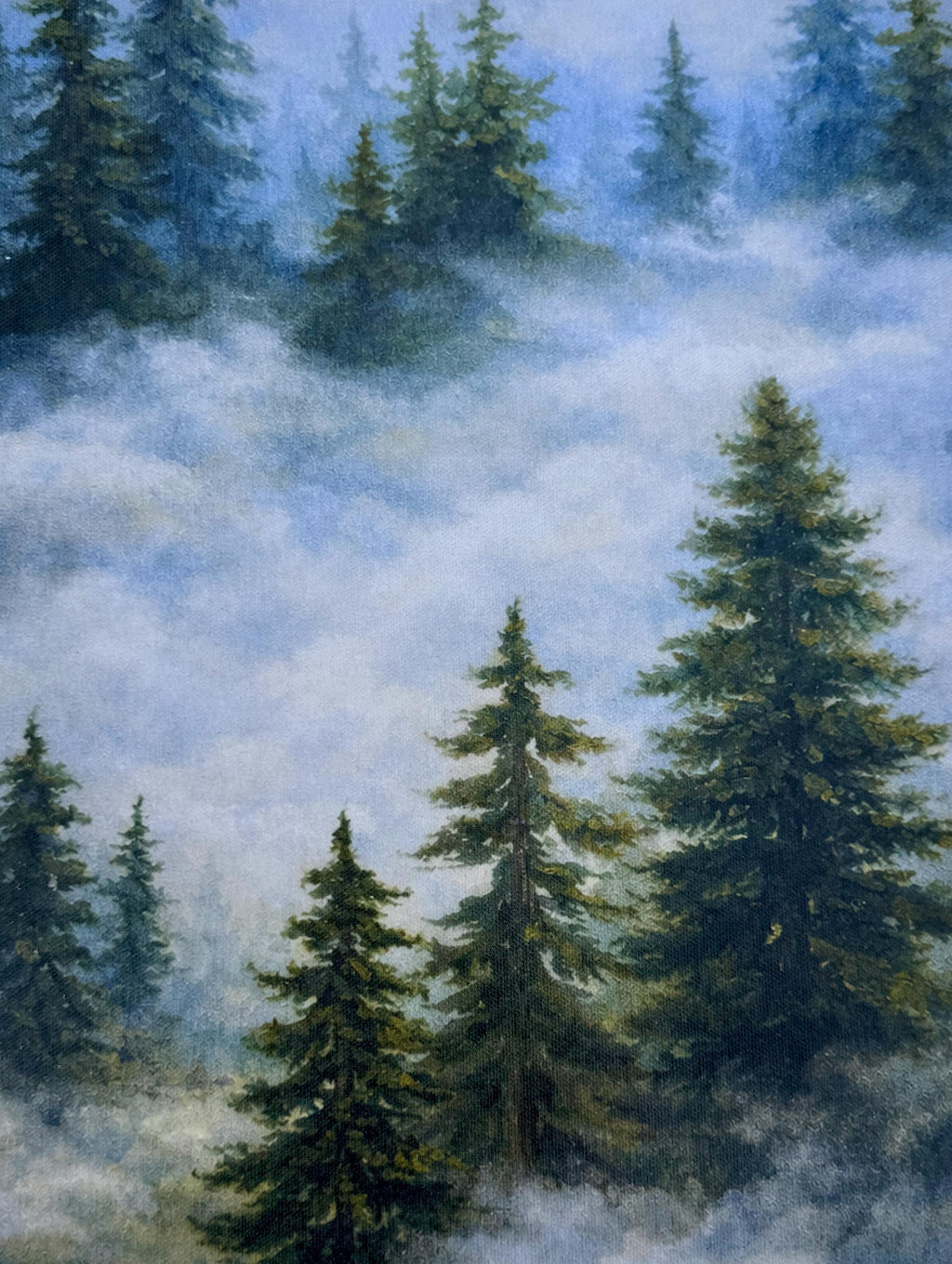 Original Watercolor Digitally Enhanced Watercolor on 11 x 14 Canvas Pines in the Mist