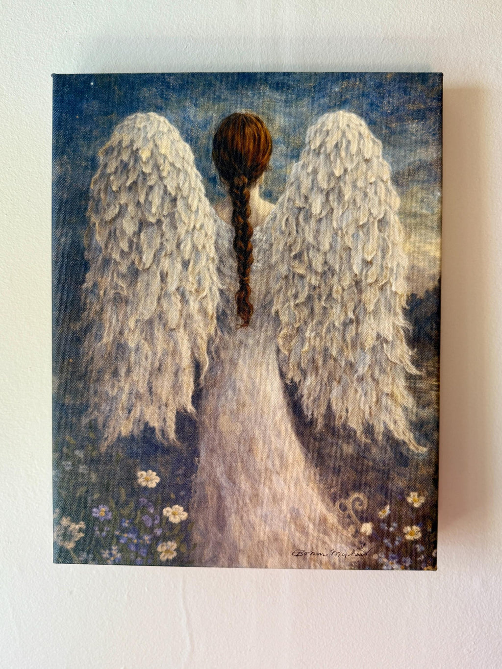 Original Watercolor Digitally Enhanced Watercolor on 11 x 14 Canvas The Angel of Prayer
