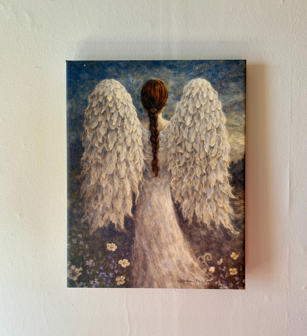 Original Watercolor Digitally Enhanced Watercolor on 11 x 14 Canvas The Angel of Prayer
