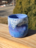 Hand Glazed Stoneware Thumb Mug: Blue Caprice, 16 Ounce