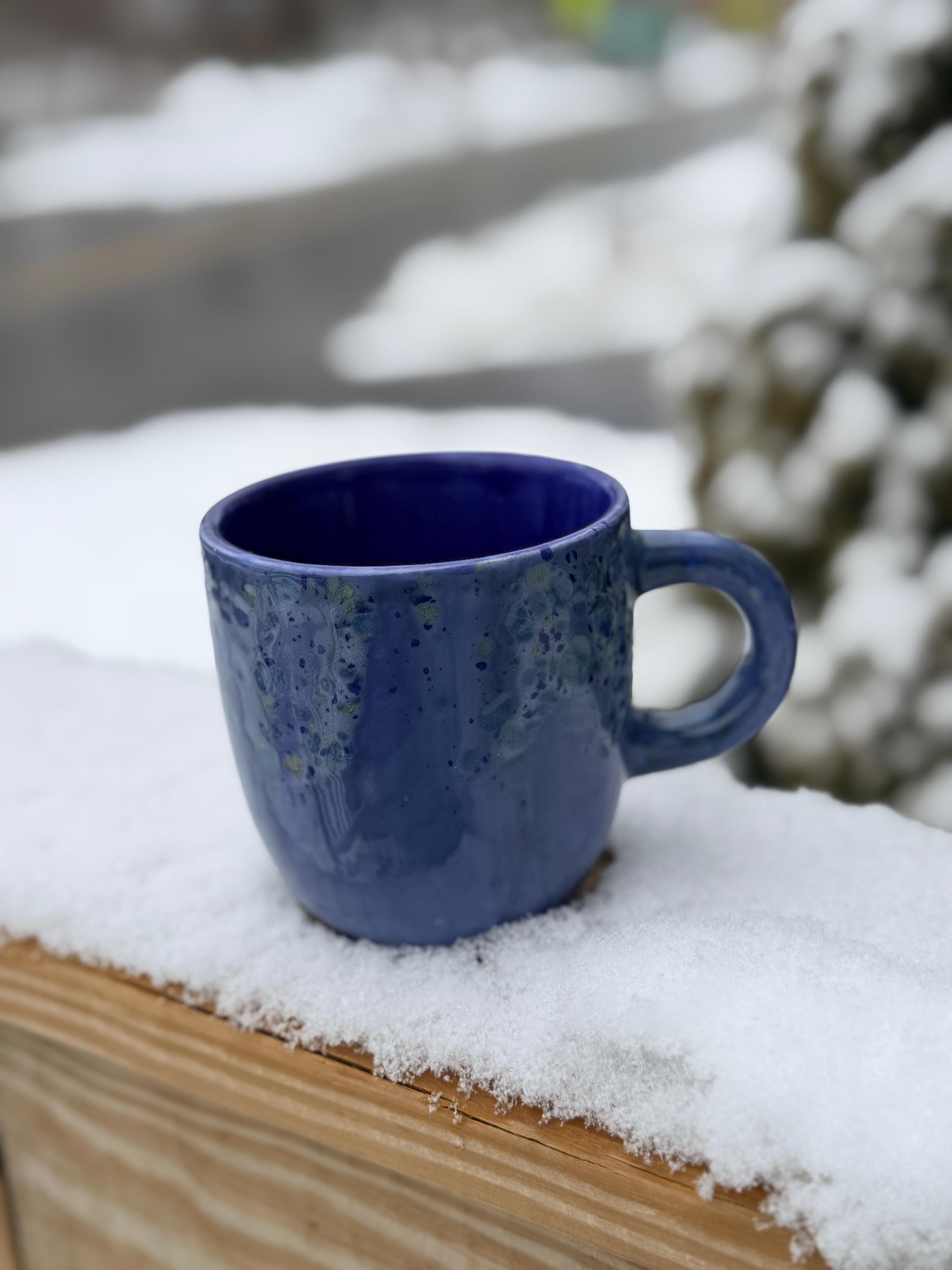 Hand Glazed Blue Azure Jumbo Mug: 16 Oz Ceramic Coffee Mug