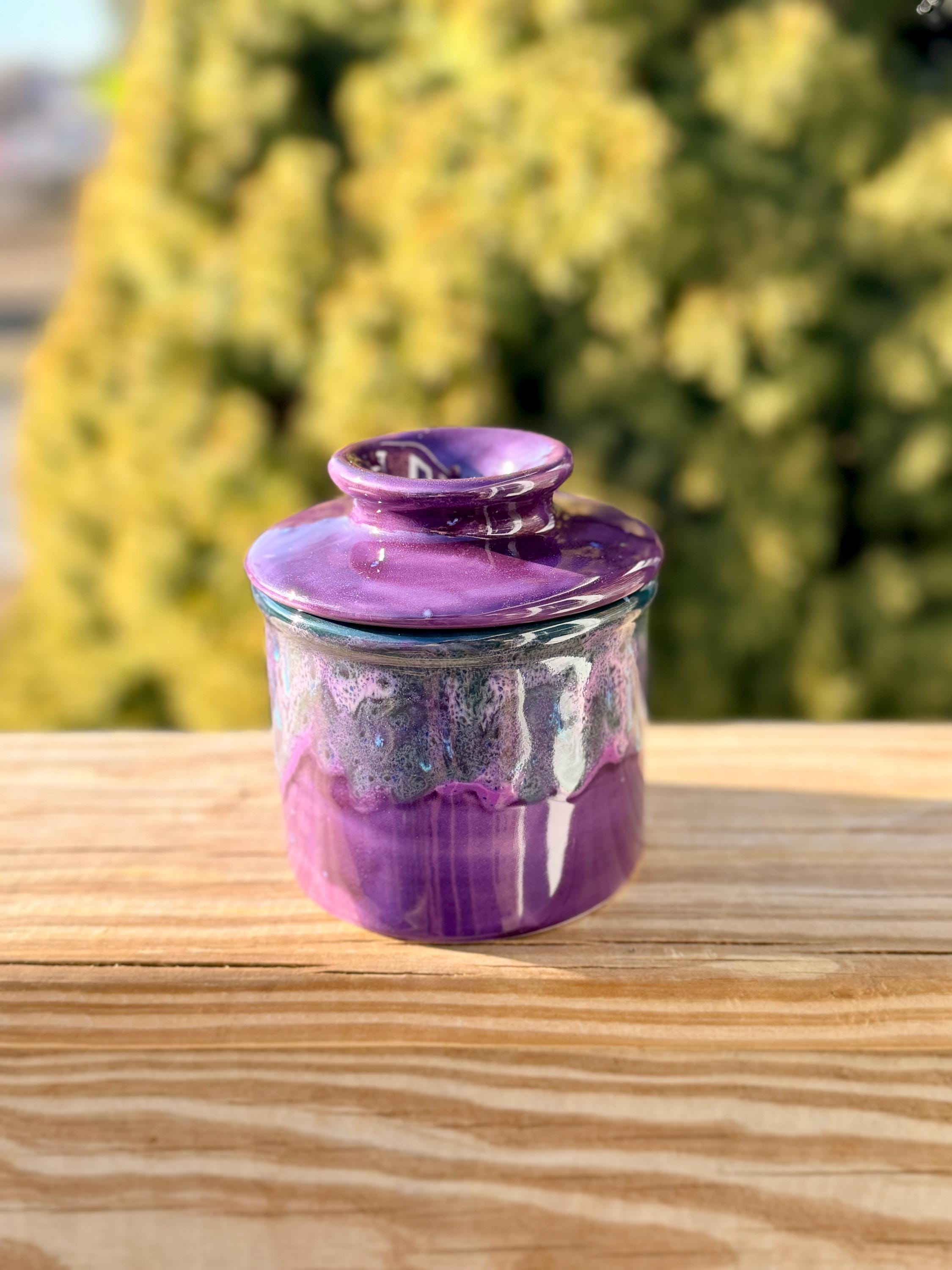 Hand Glazed French Butter Crock: Royal Fantasy Butter Keeper