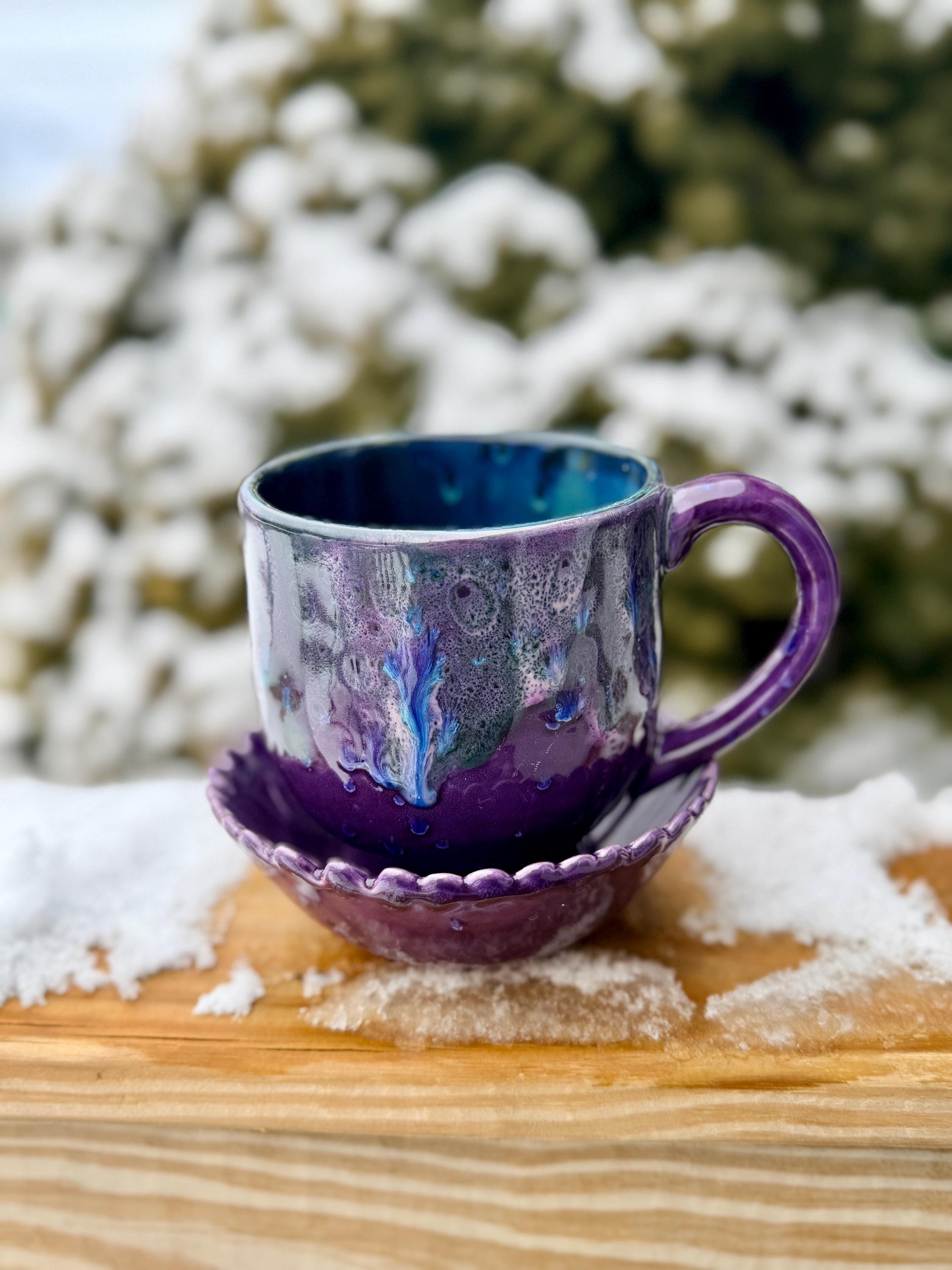 Grape Splash and Bowl Set: 20 Ounce Ceramic Soup Mug