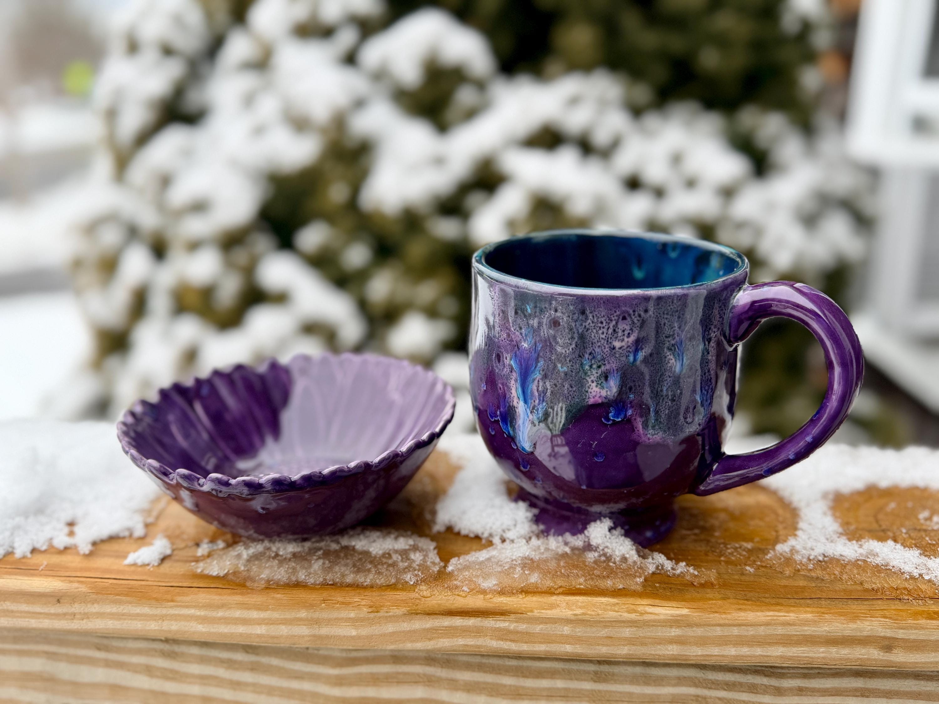 Grape Splash and Bowl Set: 20 Ounce Ceramic Soup Mug