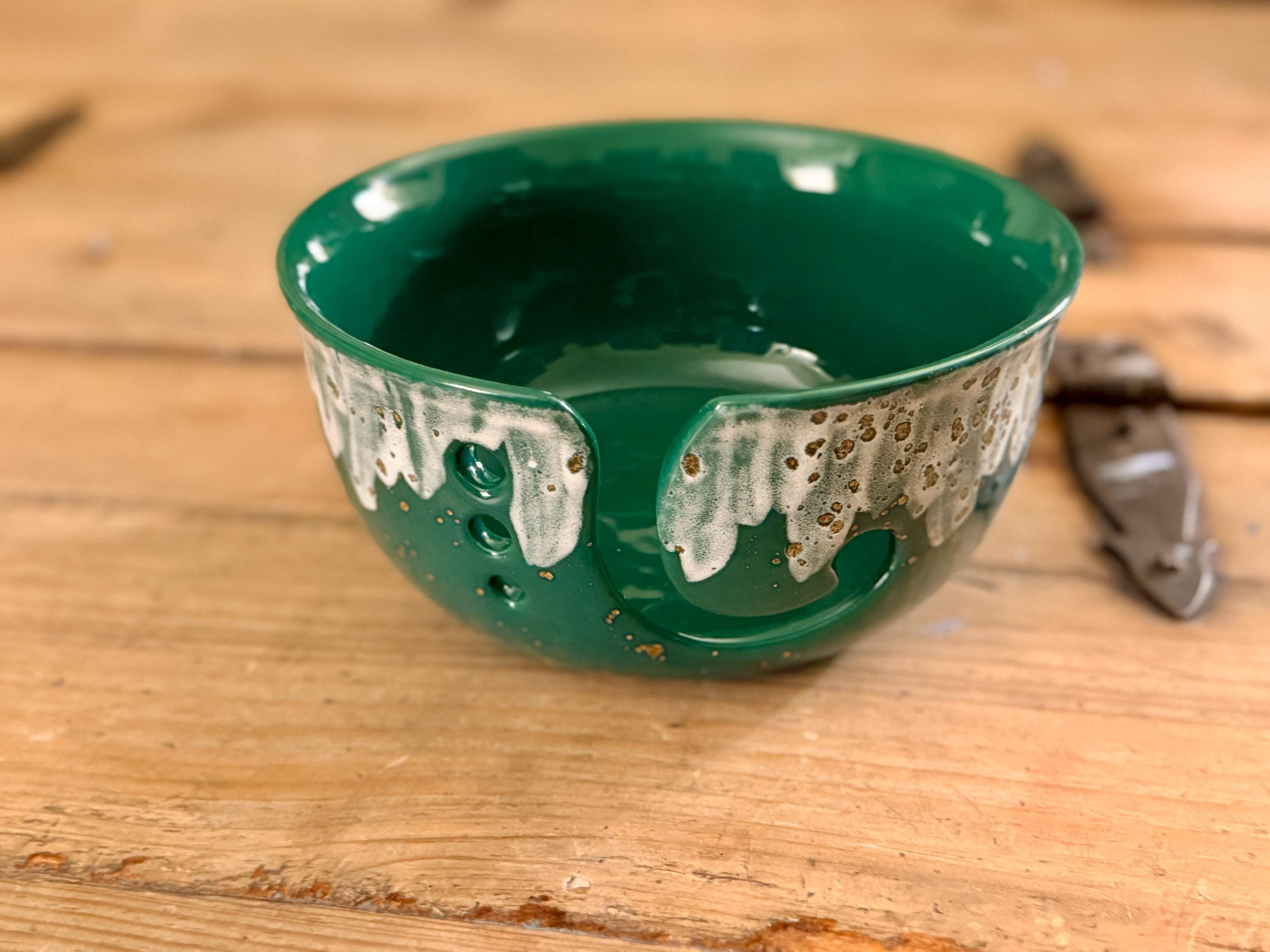 Pagoda Extra Large Yarn Bowl Hand Glazed Birthday Christmas All Occasion Crocheting Knitting