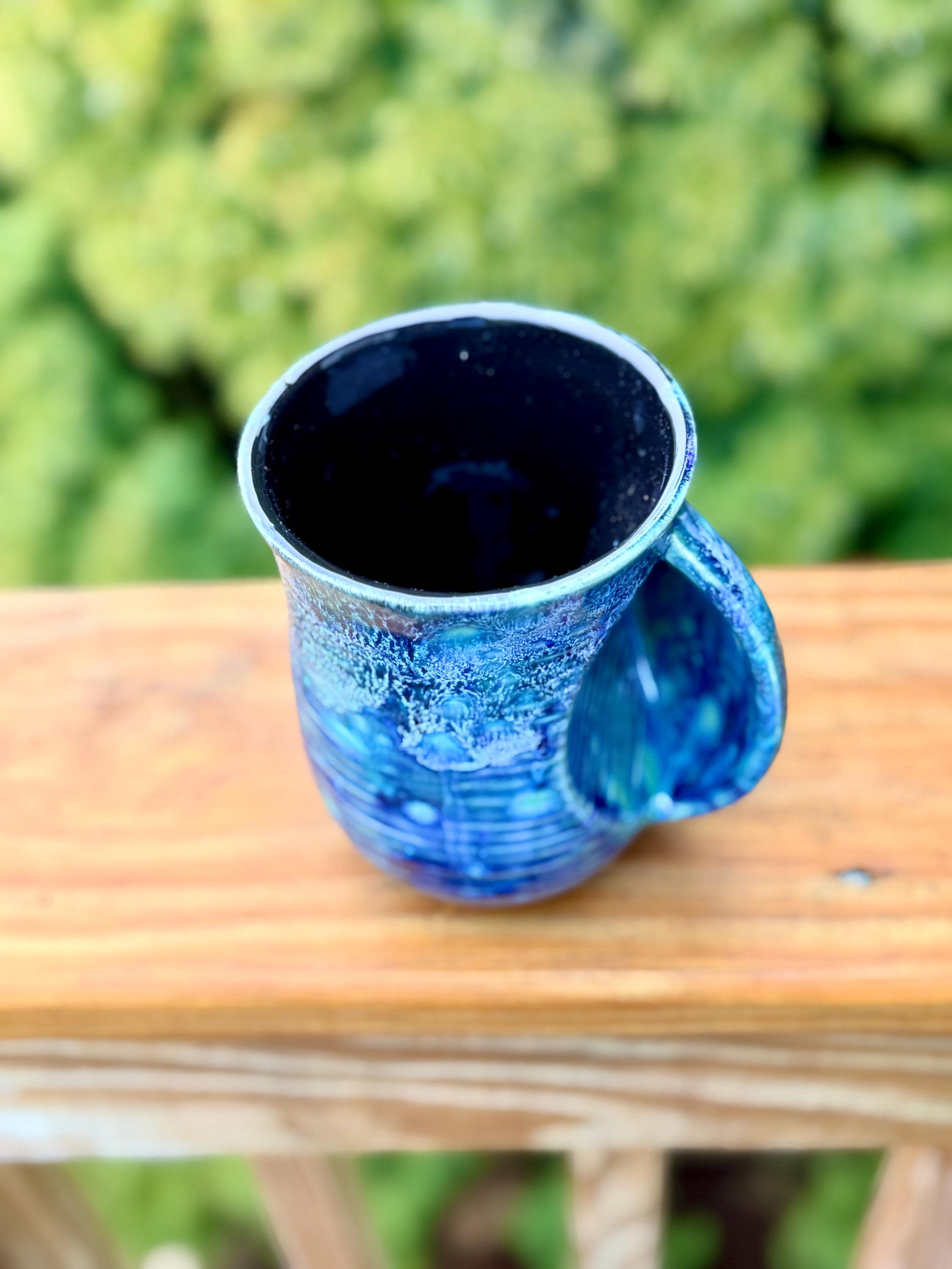Hand Warmer Mug: Azure Blue Peacock, 16 oz