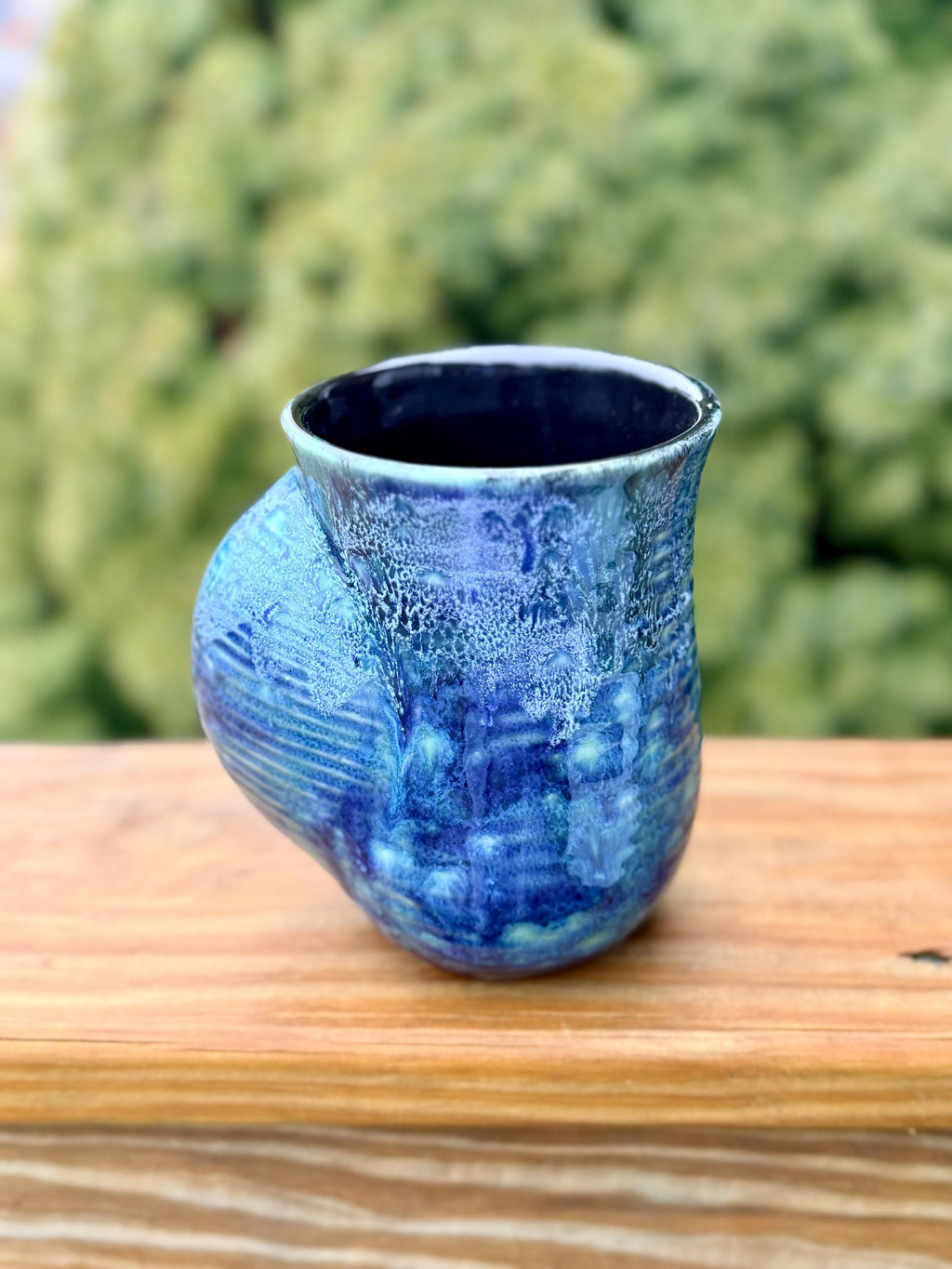 Hand Warmer Mug: Azure Blue Peacock, 16 oz