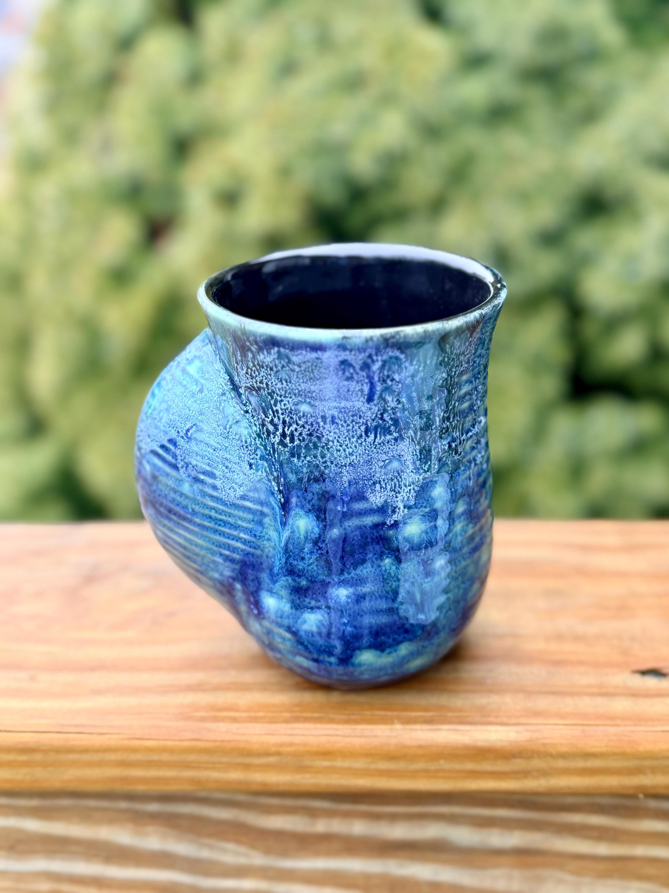 Hand Warmer Mug: Azure Blue Peacock, 16 oz