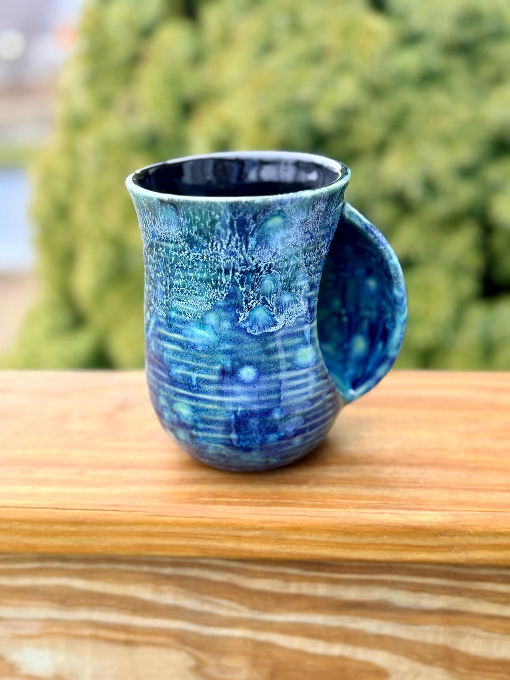 Hand Warmer Mug: Azure Blue Peacock, 16 oz