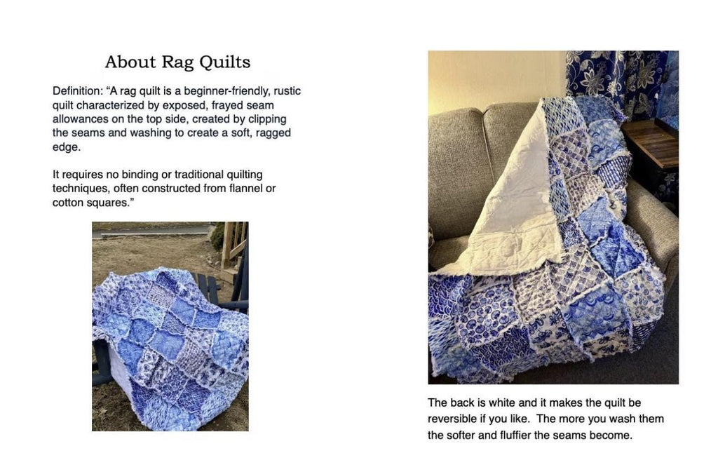 Beginner Rag Quilt Kit | Cozy Cottage Sage Green Quilt Kit with Book | Precut Fabric Sewing Kit | Farmhouse DIY Quilt | 56x56 Quilt Kit