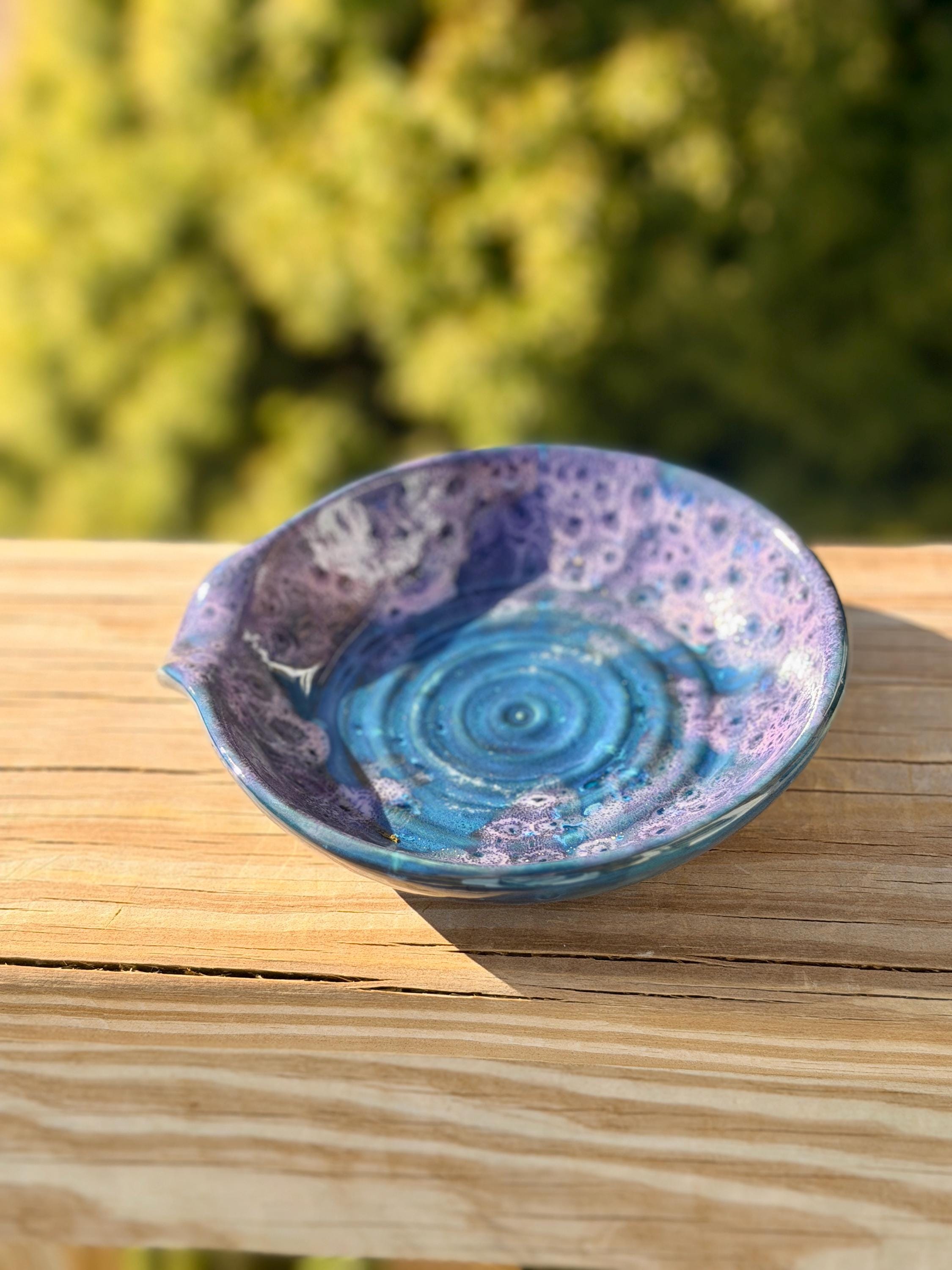 Spoon Rest Hand Glazed Peacock Purple, Kitchen and Dining,