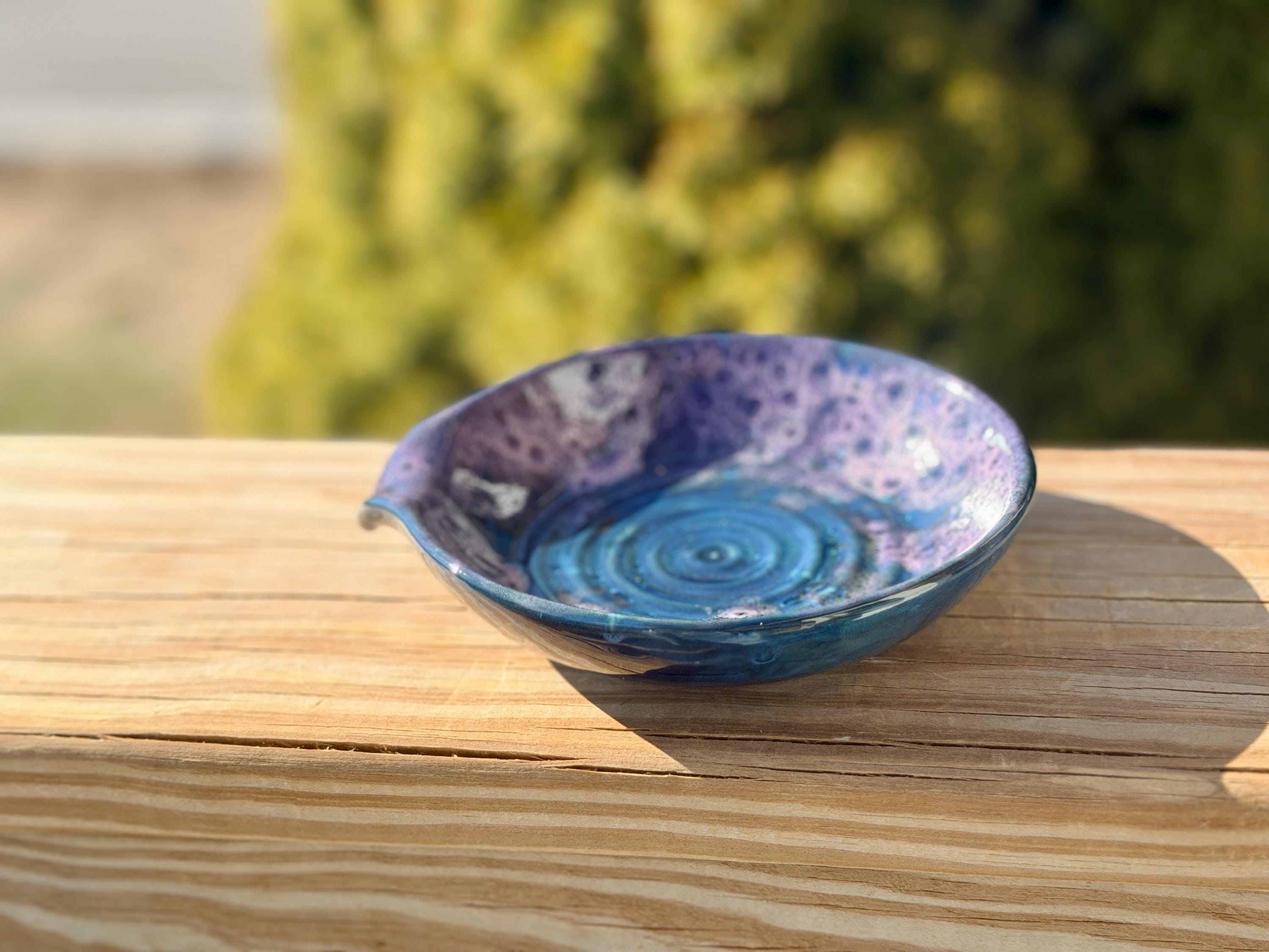 Spoon Rest Hand Glazed Peacock Purple, Kitchen and Dining,