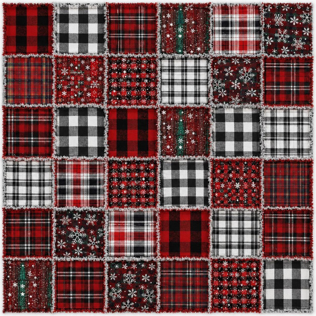 Log Cabin Rag Quilt Kit | Beginner Quilt Sewing Kit | Rustic Buffalo Plaid Quilt | Cozy Cabin DIY Quilt Kit | Complete Rag Quilt Set