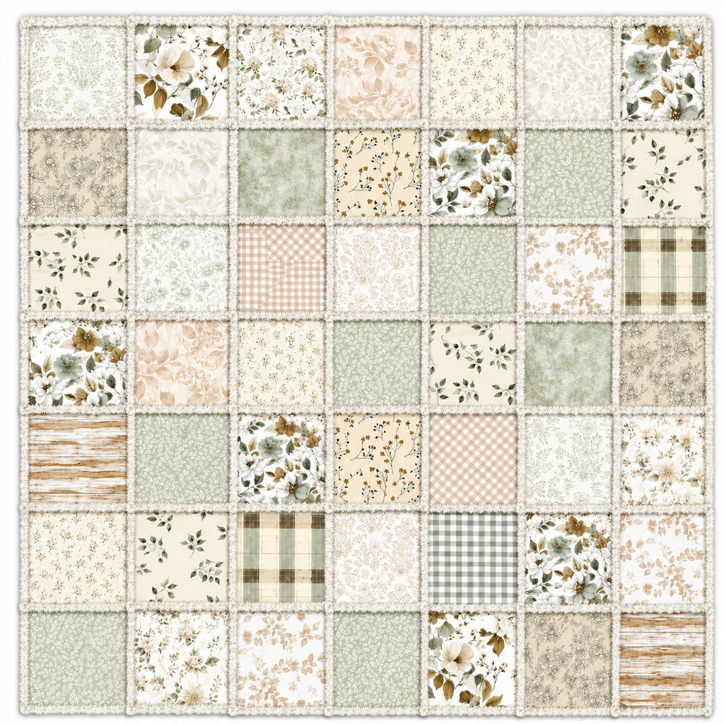 Beginner Rag Quilt Kit | Cozy Cottage Sage Green Quilt Kit with Book | Precut Fabric Sewing Kit | Farmhouse DIY Quilt | 56x56 Quilt Kit