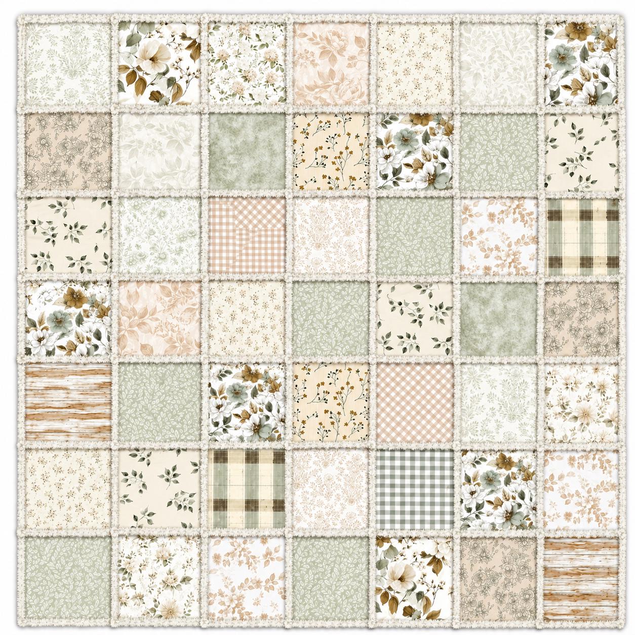 Beginner Rag Quilt Kit | Cozy Cottage Sage Green Quilt Kit with Book | Precut Fabric Sewing Kit | Farmhouse DIY Quilt | 56x56 Quilt Kit