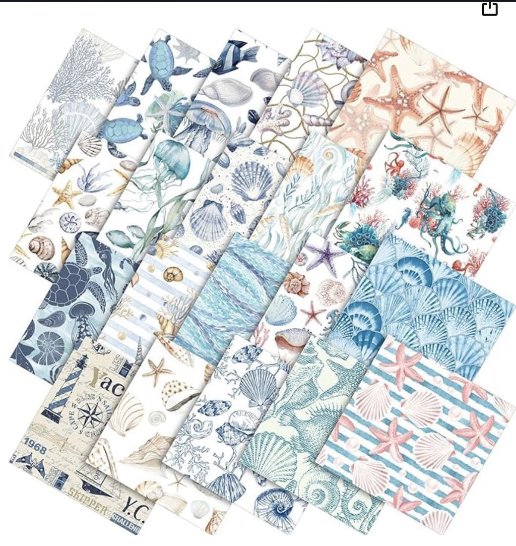 A Day at the Beach Rag Quilt Kit  Beginner Quilt Kit with Precut Fabric, Coastal Ocean Theme, Sea Turtle Quilt, No Cutting Required 56x56