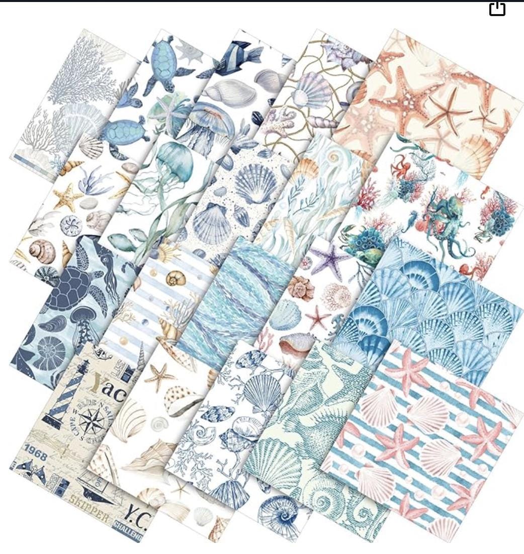 A Day at the Beach Rag Quilt Kit  Beginner Quilt Kit with Precut Fabric, Coastal Ocean Theme, Sea Turtle Quilt, No Cutting Required 56x56