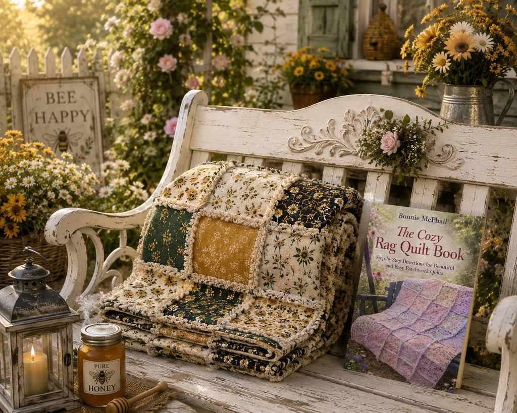 Honey Bee Cottage Rag Quilt Kit  Beginner Rag Quilt Kit  No Cutting Required  Bee & Sunflower Quilt  56x56 Cozy Farmhouse Quilt