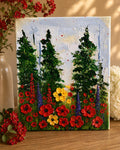 Original Woodland Flowers Painting: Textured Acrylic Palette Knife Art