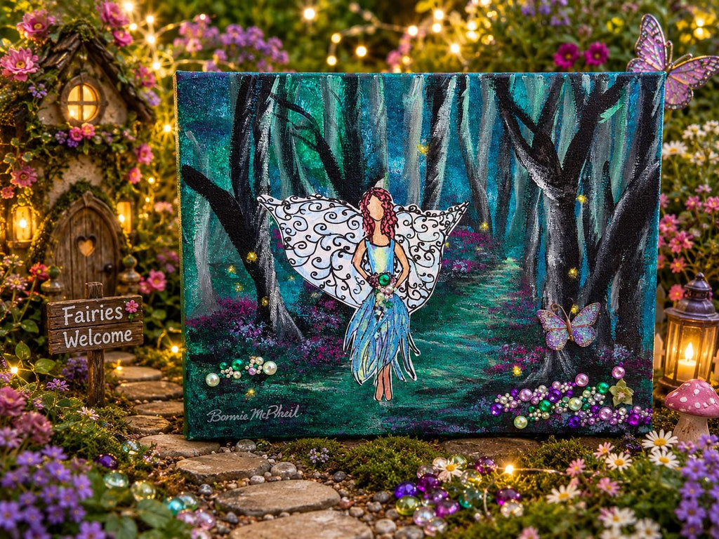 Textured Fairy Garden Painting: 3D Acrylic Palette Knife Art, 11x14 Canvas