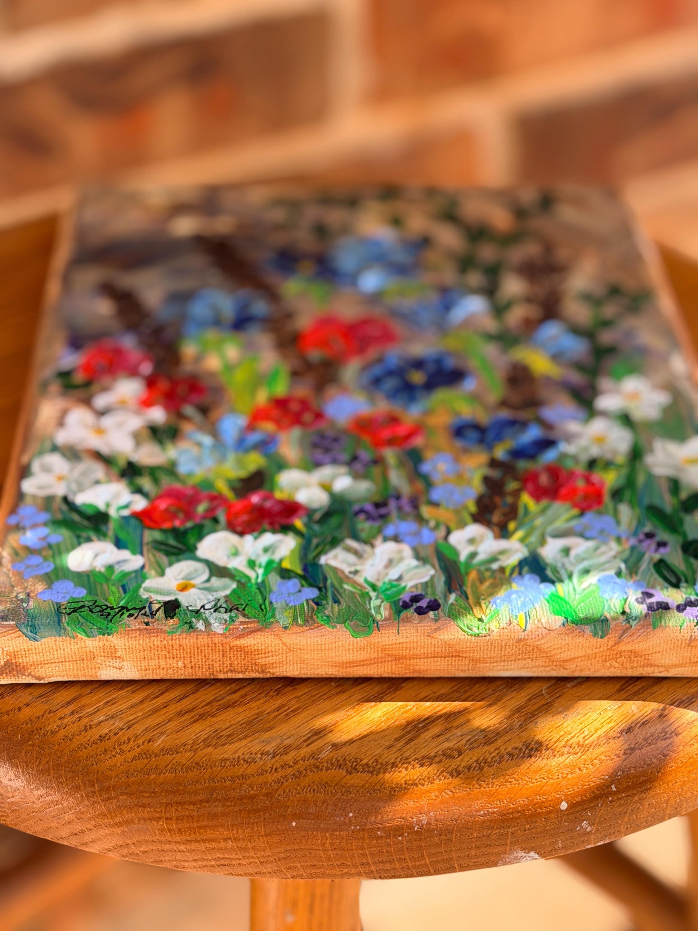 Original Painting Folk Art: Textured Acrylic Palette Knife Art