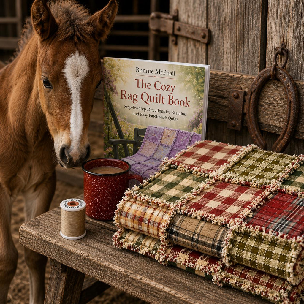 Rustic Ranch Rag Quilt Kit | Beginner Quilt Kit with Book | Horse Lover Gift | No Cutting Required | Farmhouse Rag Quilt | Cozy DIY Quilt