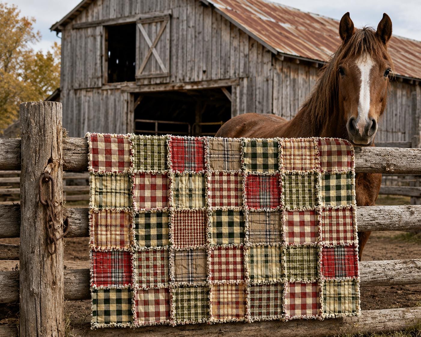 Rustic Ranch Rag Quilt Kit | Beginner Quilt Kit with Book | Horse Lover Gift | No Cutting Required | Farmhouse Rag Quilt | Cozy DIY Quilt