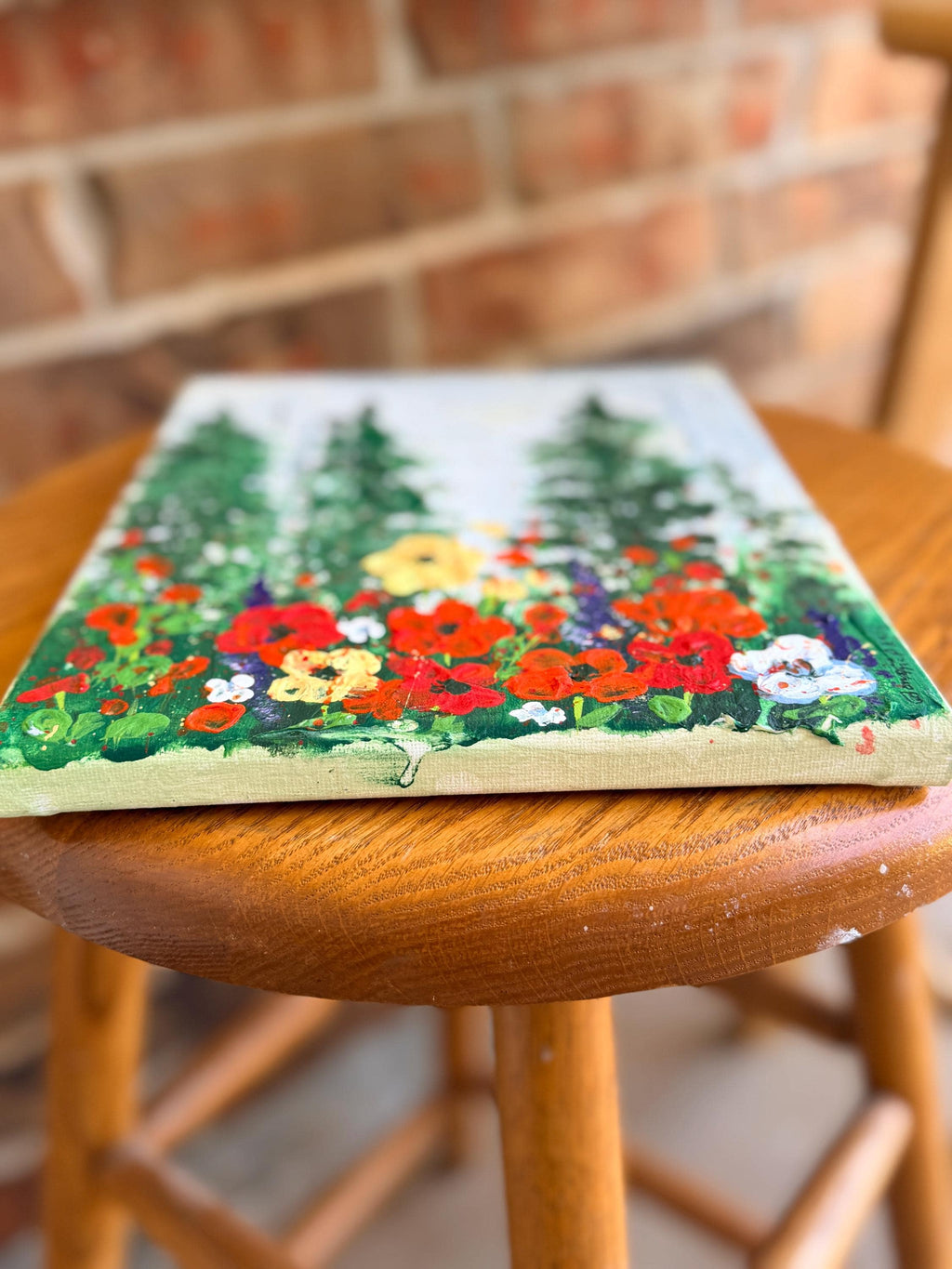 Original Woodland Flowers Painting: Textured Acrylic Palette Knife Art