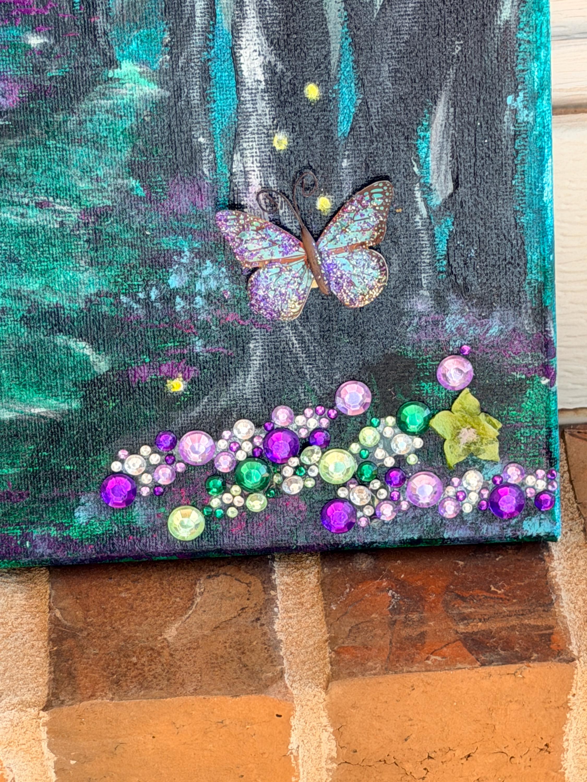 Textured Fairy Garden Painting: 3D Acrylic Palette Knife Art, 11x14 Canvas